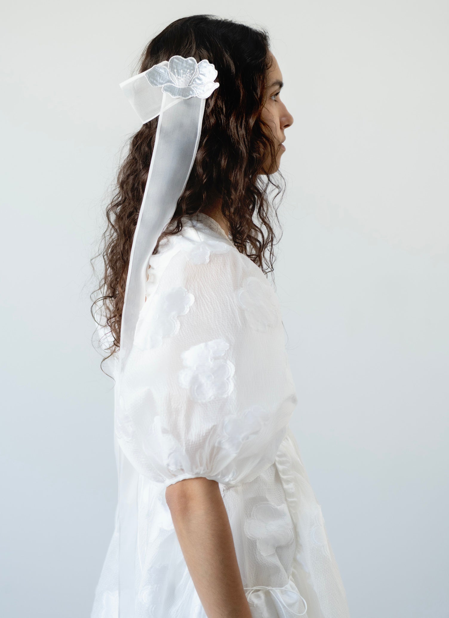【Cecilie Bahnsen】LOLA DRESS LOLA | DRESS KUMO FIL-COUPE WHITE BRIDAL