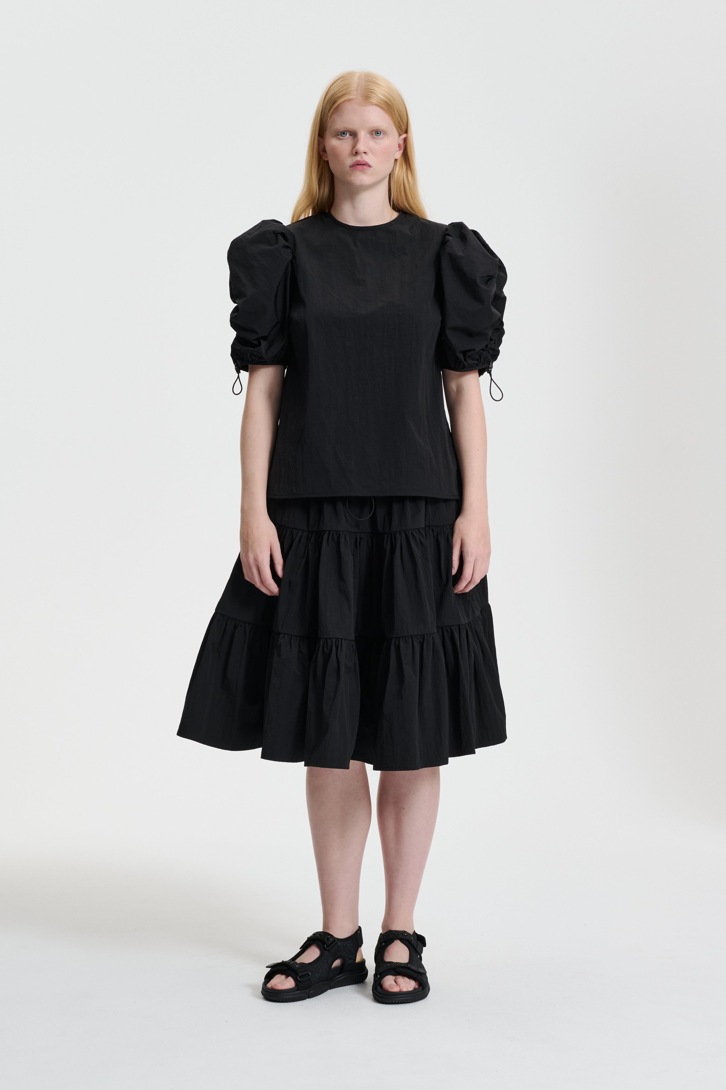 AMARI | TOP CRINKLED TAFFETA BLACK