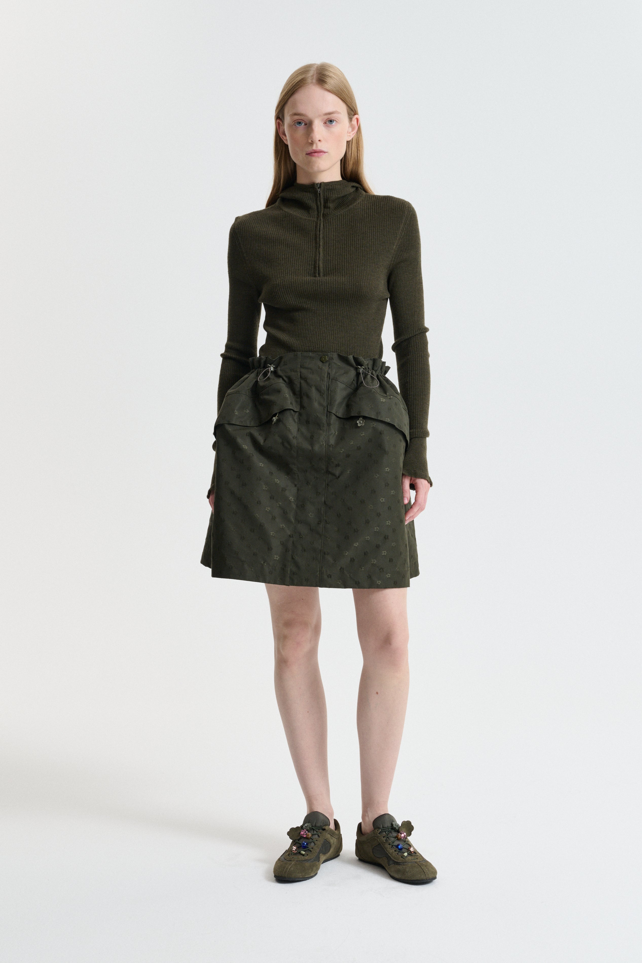 CBDELINA | SKIRT IRIS JACQUARD OLIVE – Cecilie Bahnsen