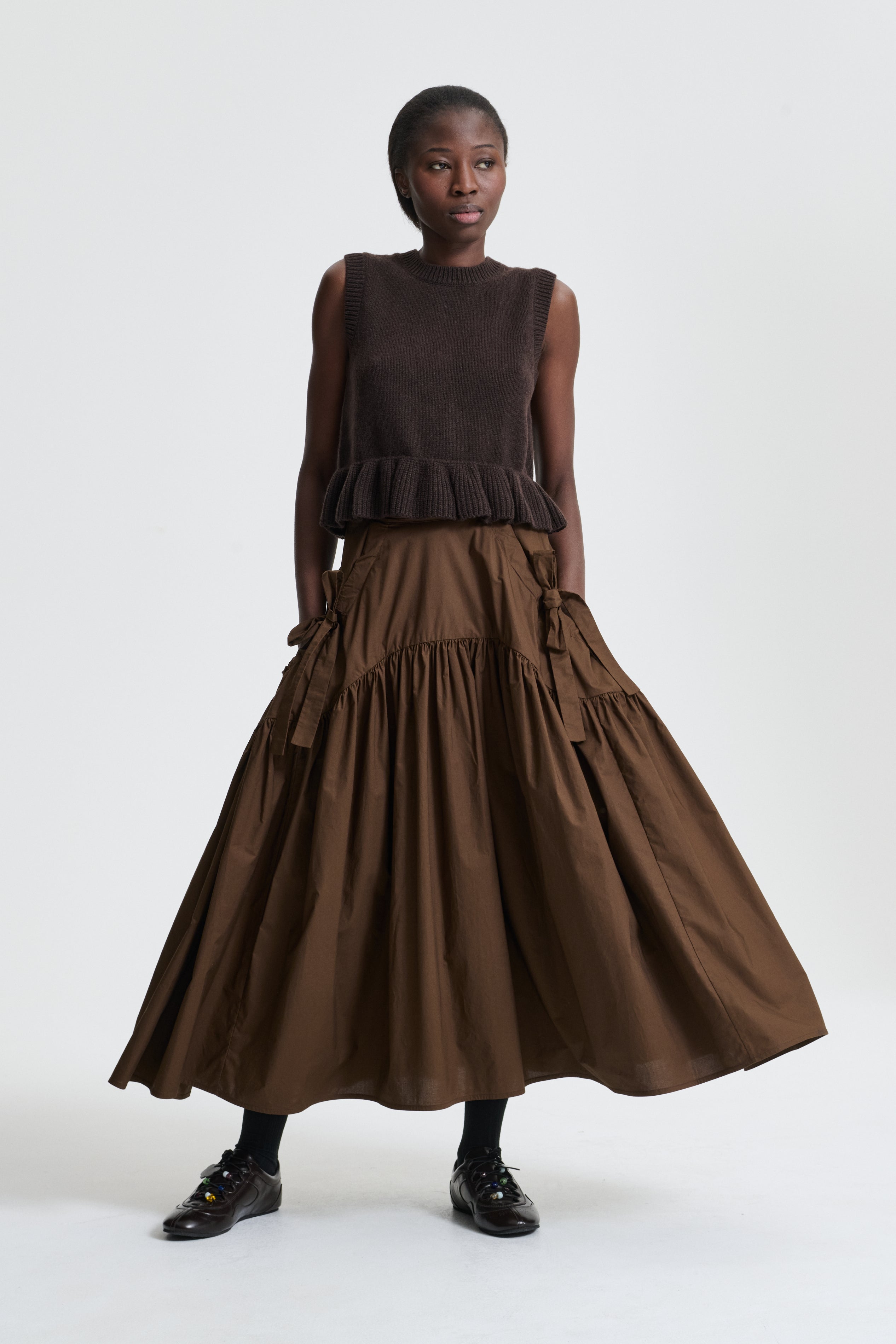 CECILIE BAHNSEN セシリーバンセンBill ベストブラウンS BILL | VEST RECYCLED CASHMERE BROWN