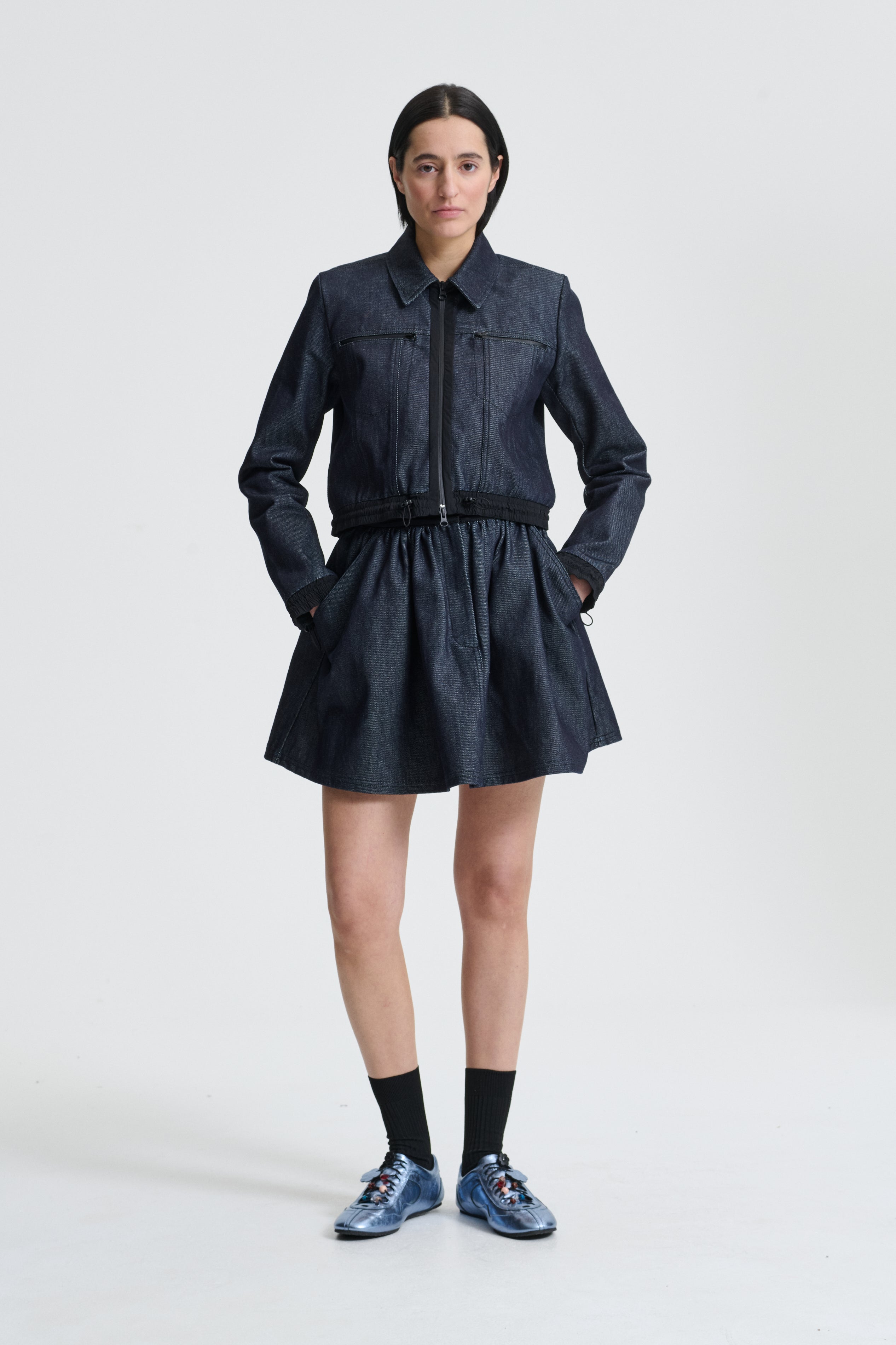 【Cecilie Bahnsen】BOBBI SKIRT BOBBI | SKIRT DENIM INDIGO / BLACK