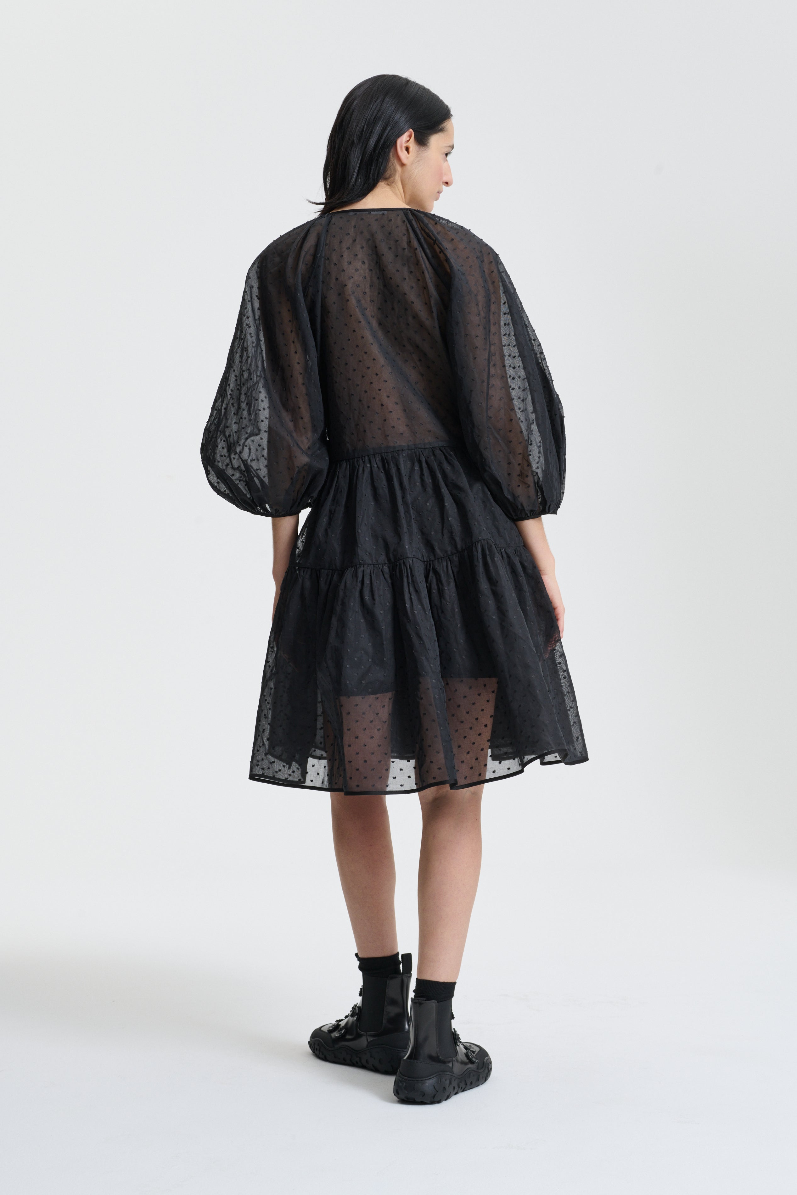 【Cecilie Bahnsen】MIRABELLE DRESS MIRABELLE | DRESS PLUMETIS ORGANDIE BLACK