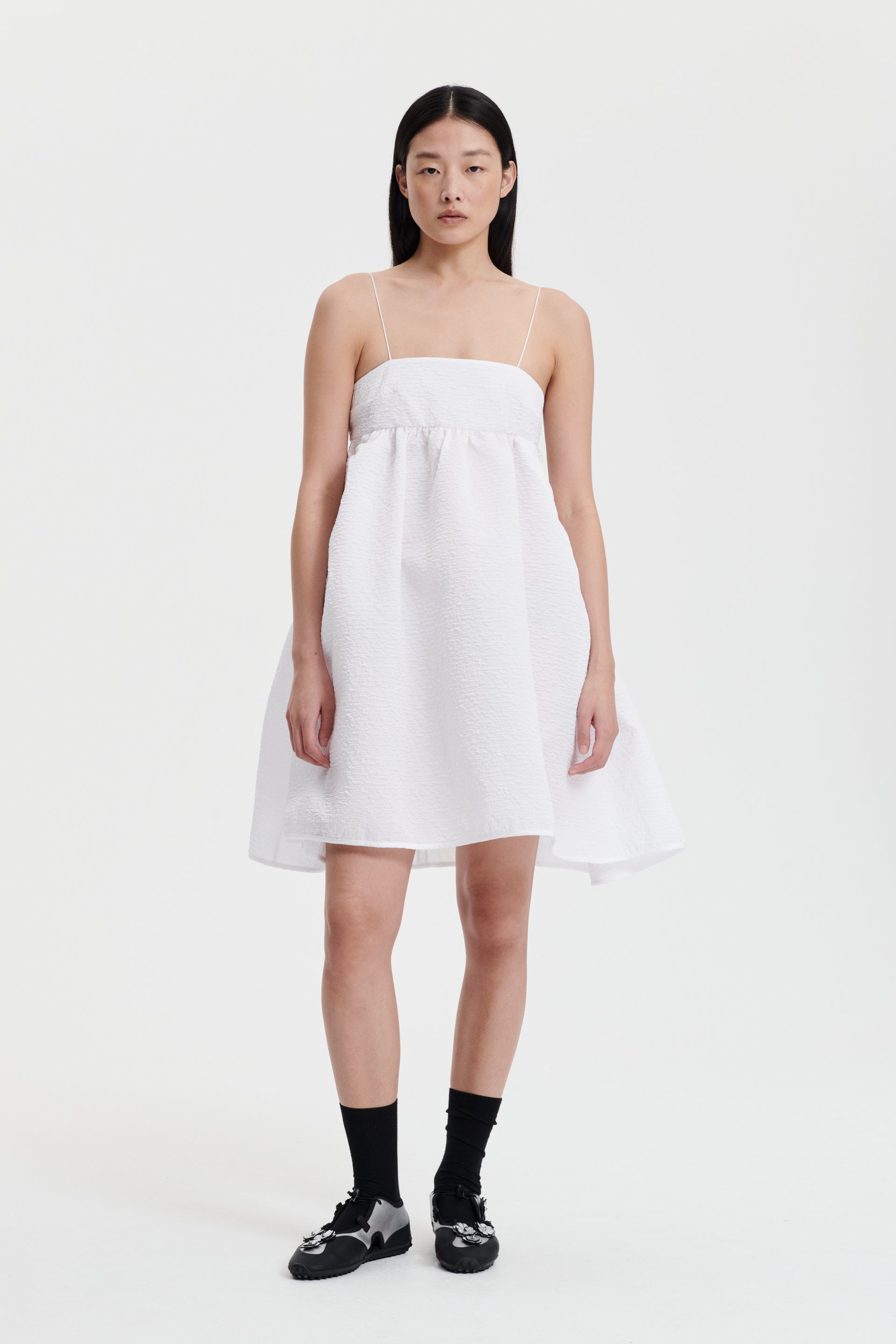 LISBETH | DRESS STRIA MATELASSE WHITE