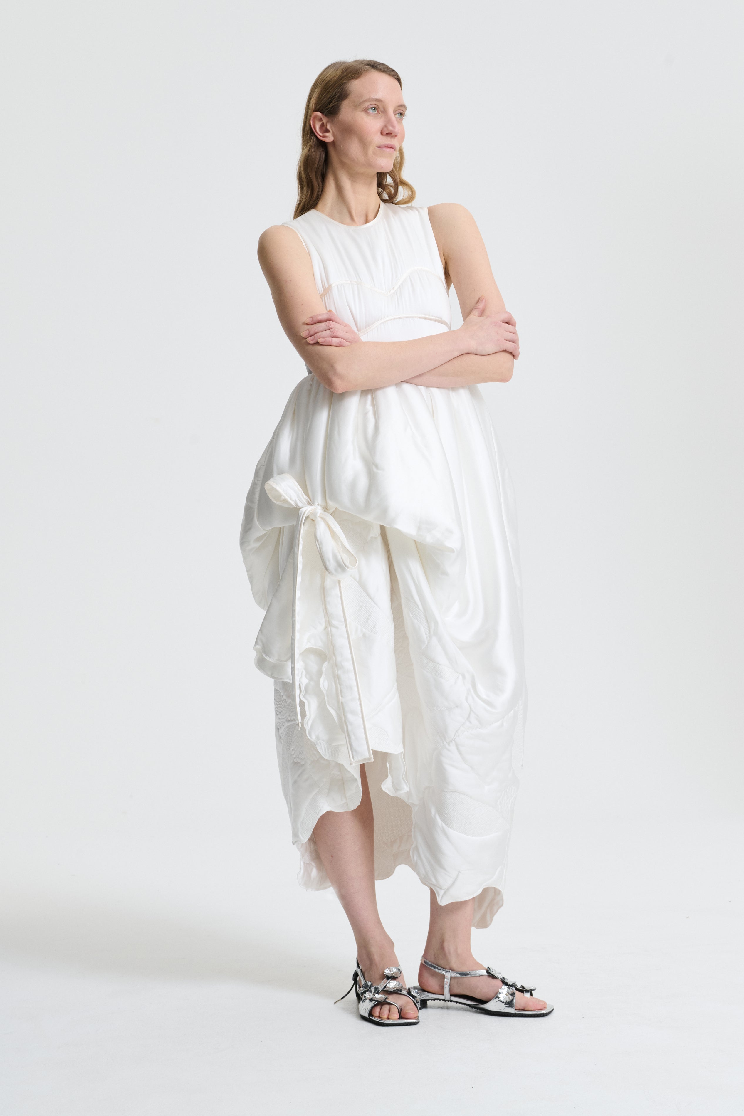 Cecilie Bahnsen シルクミックス ドレープドレス グリーン 2.22RTW10088-FINNEGAN-DRESS-