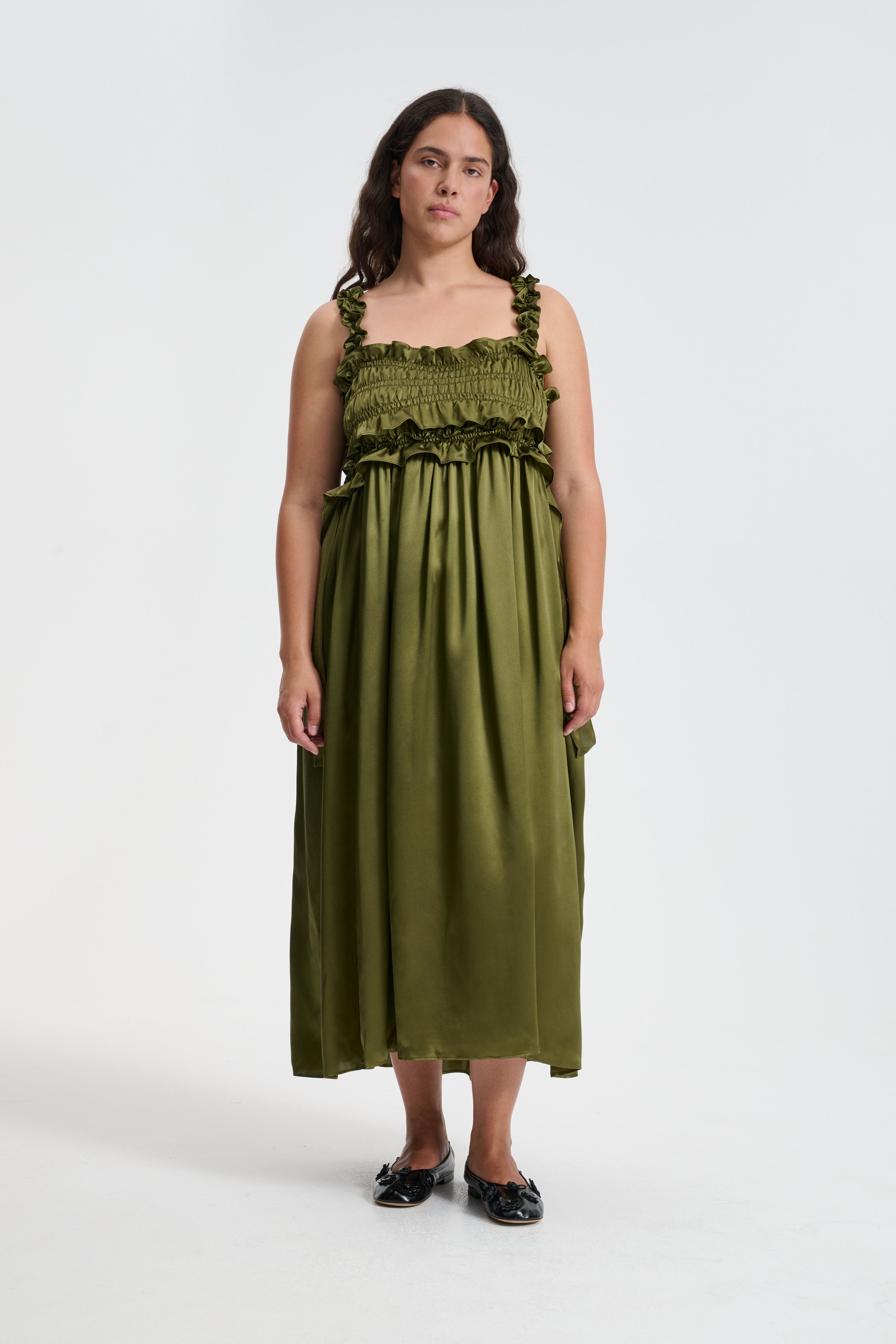 ワンピース Cecilie Bahnsen Green Silk Blend Soon Mini Dress Cecilie Bahnsen Joel Mint Green Off Shoulder Belted Dress