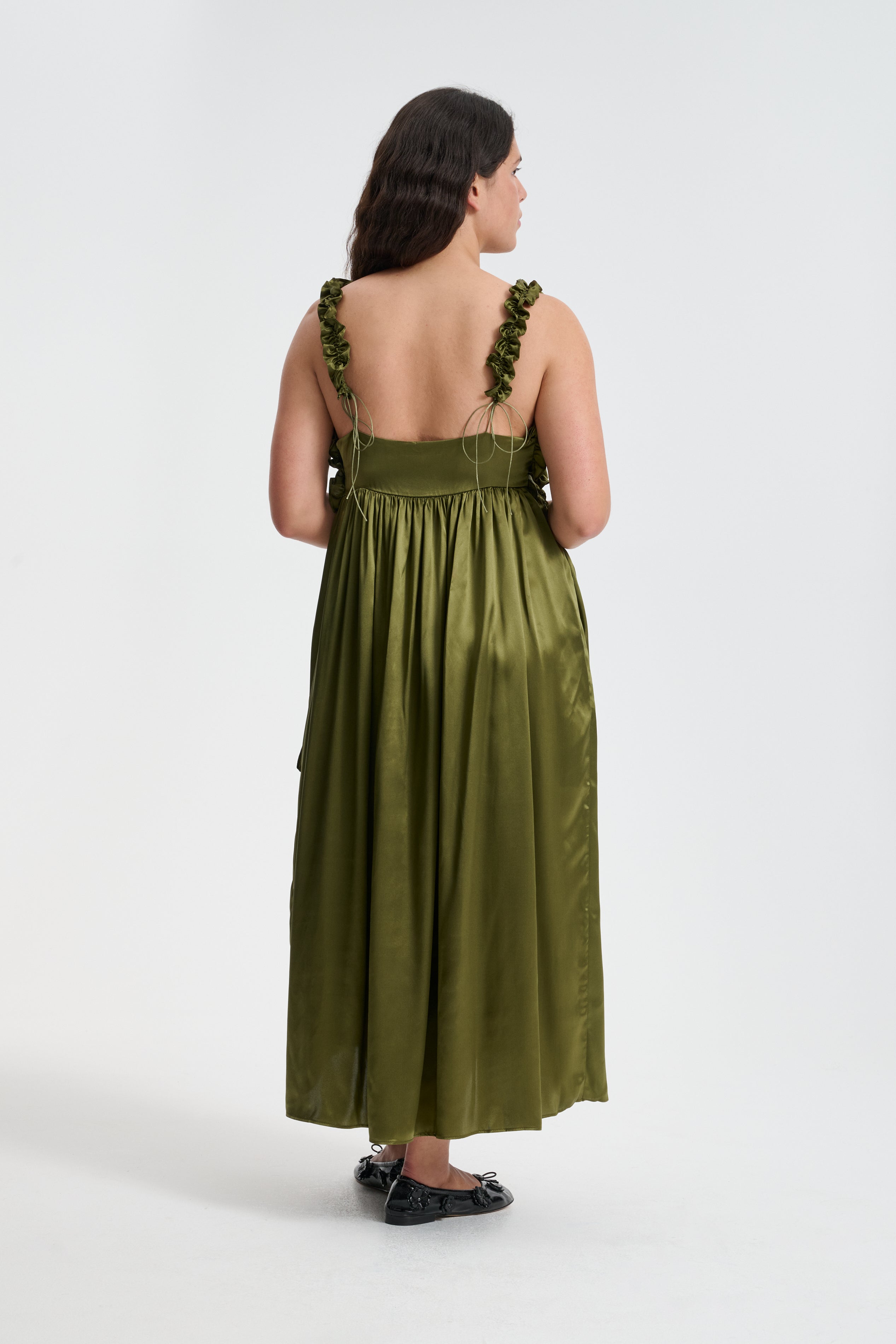 国内発送/送関込【Cecilie Bahnsen】GIOVANNA DRESS GIOVANNA | DRESS SILK SATIN OLIVE