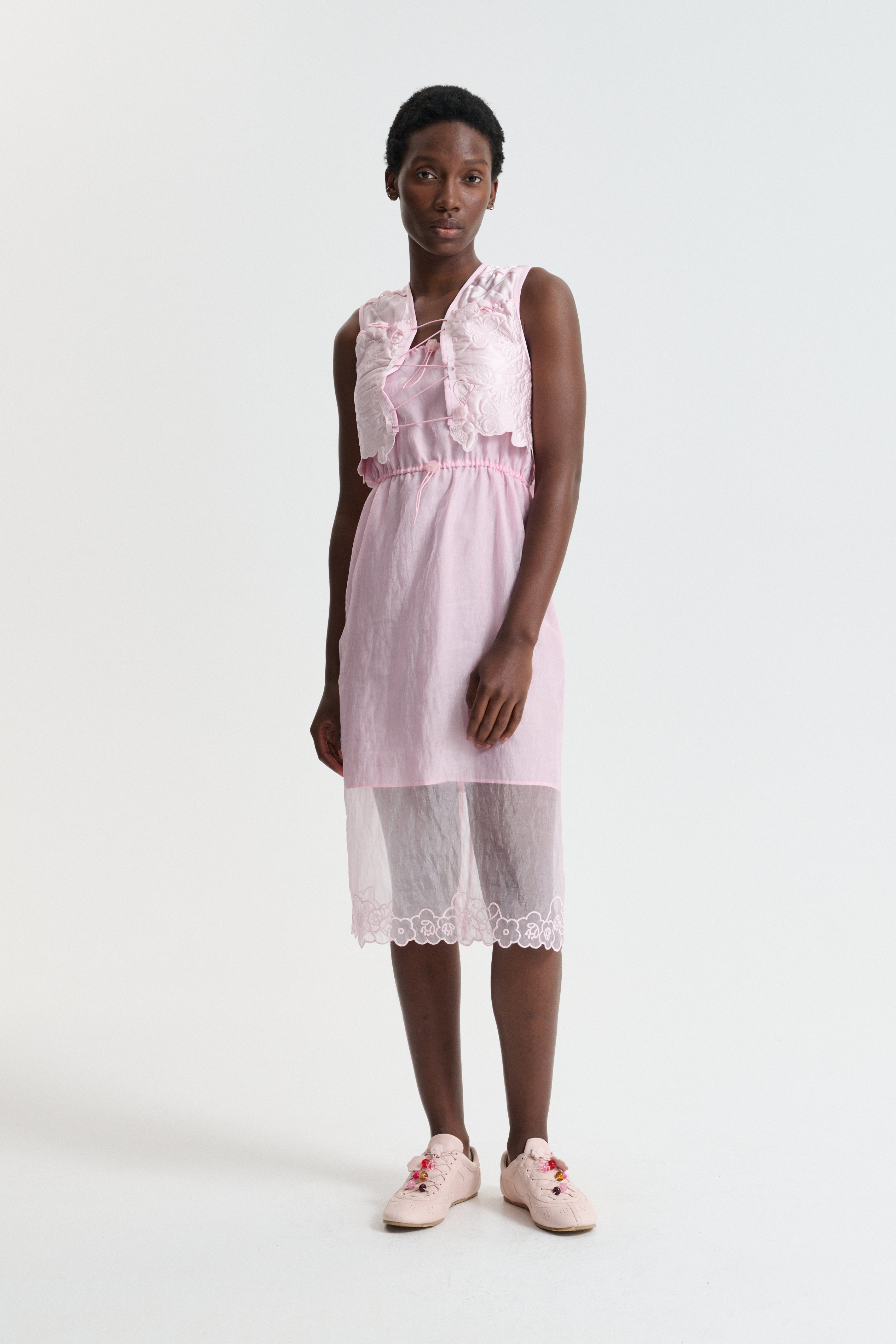 BRENO | VEST EMB SILK QUILT SOFT PINK