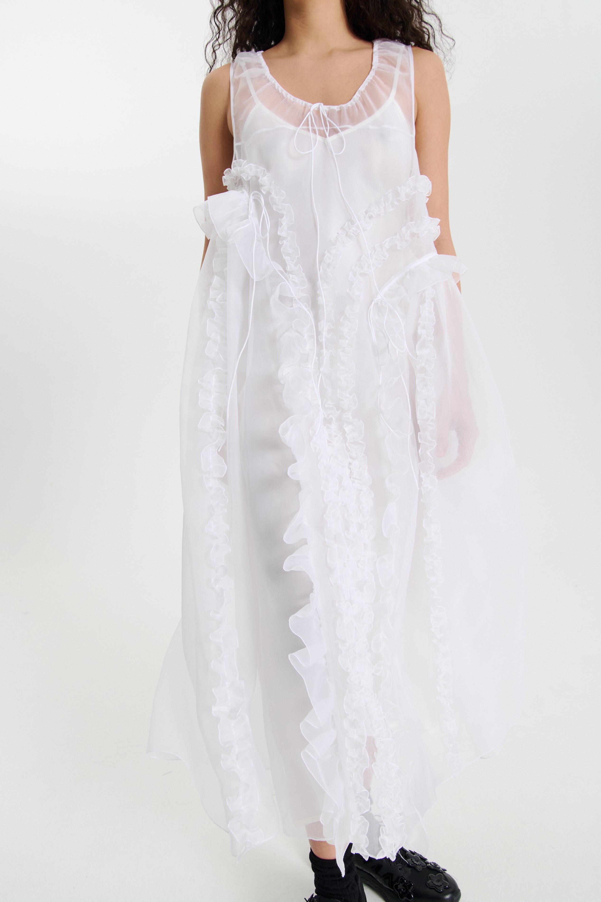 CECILIE BAHNSEN ノースリーブドレス フリル＆リボン Opal Dress Cecilie Bahnsen Opal ドレス | ブラック | FARFETCH JP