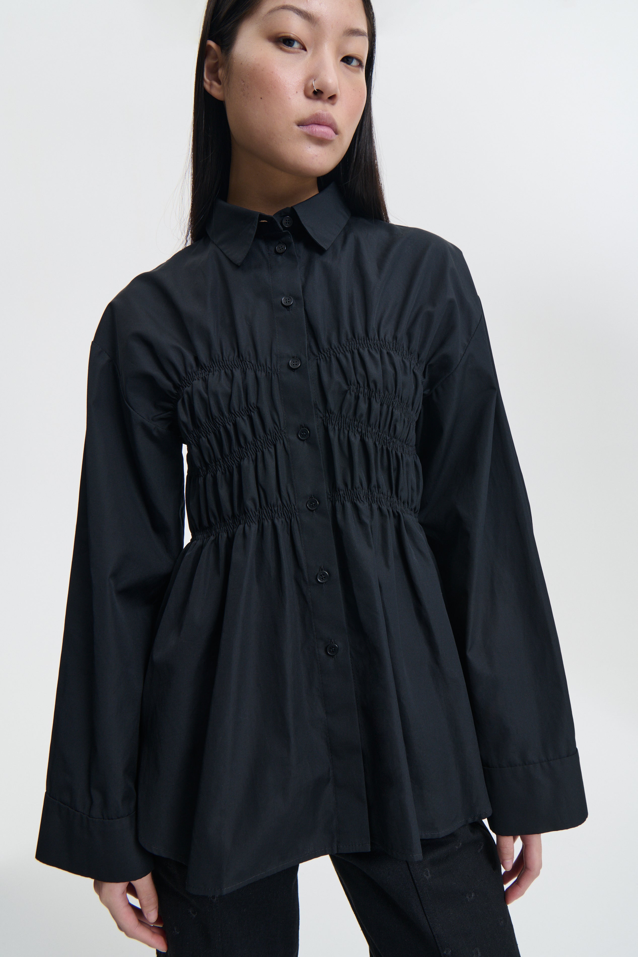 Cecilie Bahnsen ブラック長袖シャツ 36 BRAXTON | SHIRT COTTON BLACK