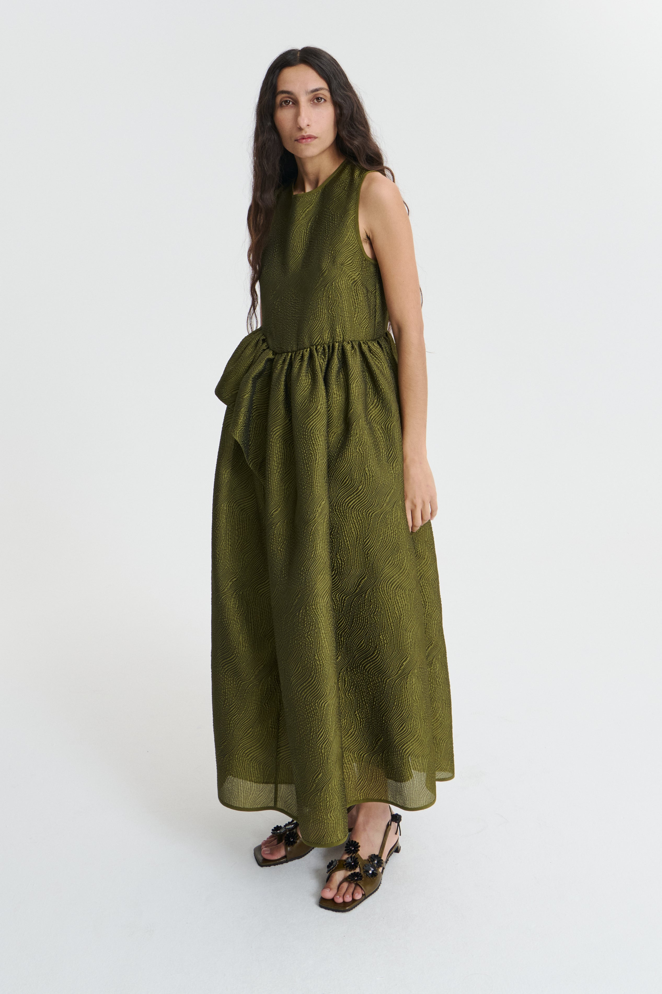 【Cecilie Bahnsen 】DITTE DRESS DITTE | DRESS KAZE MATELASSE OLIVE