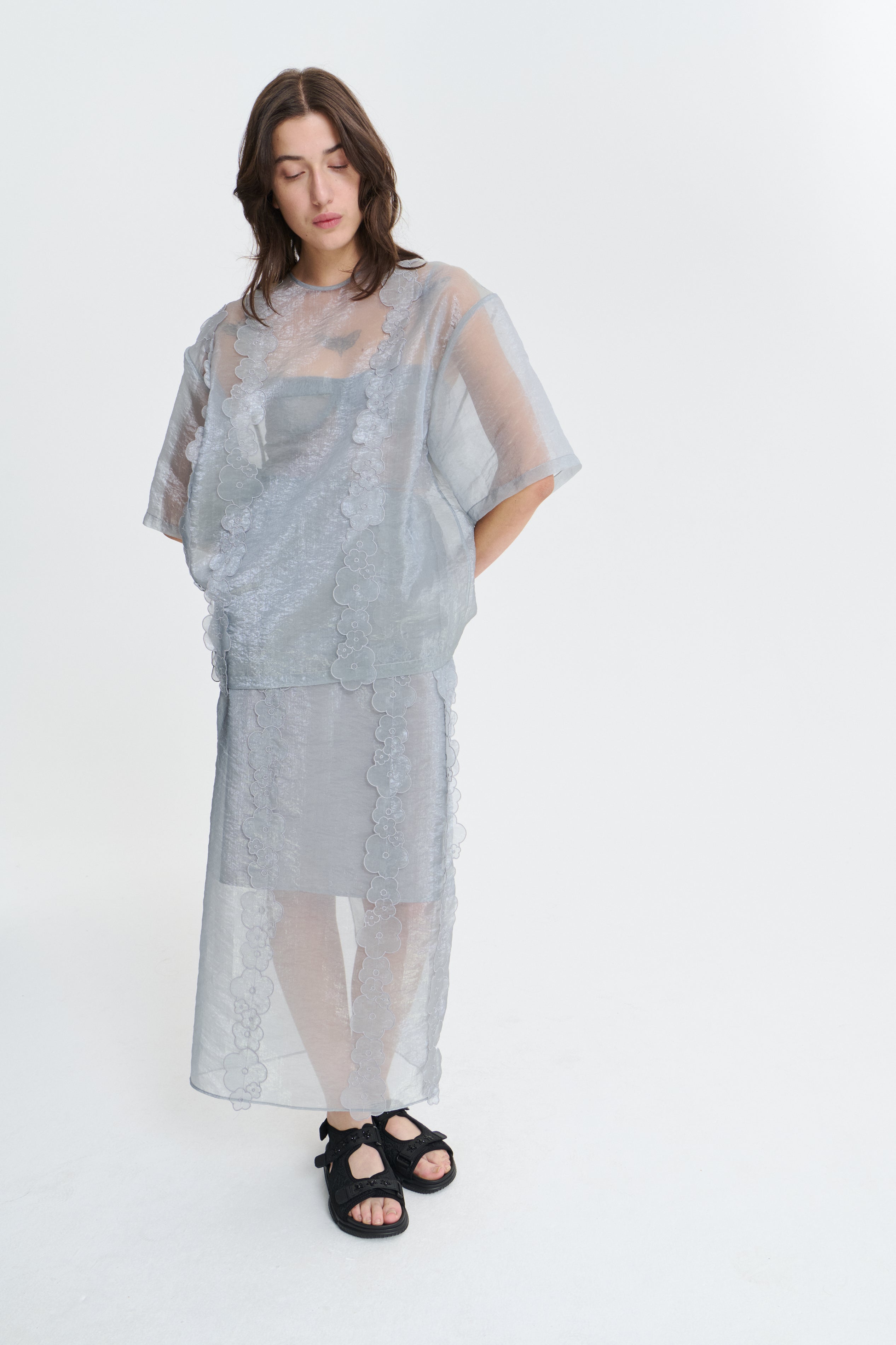 ASRA | T-SHIRT LIQUID MYRTIA GREY