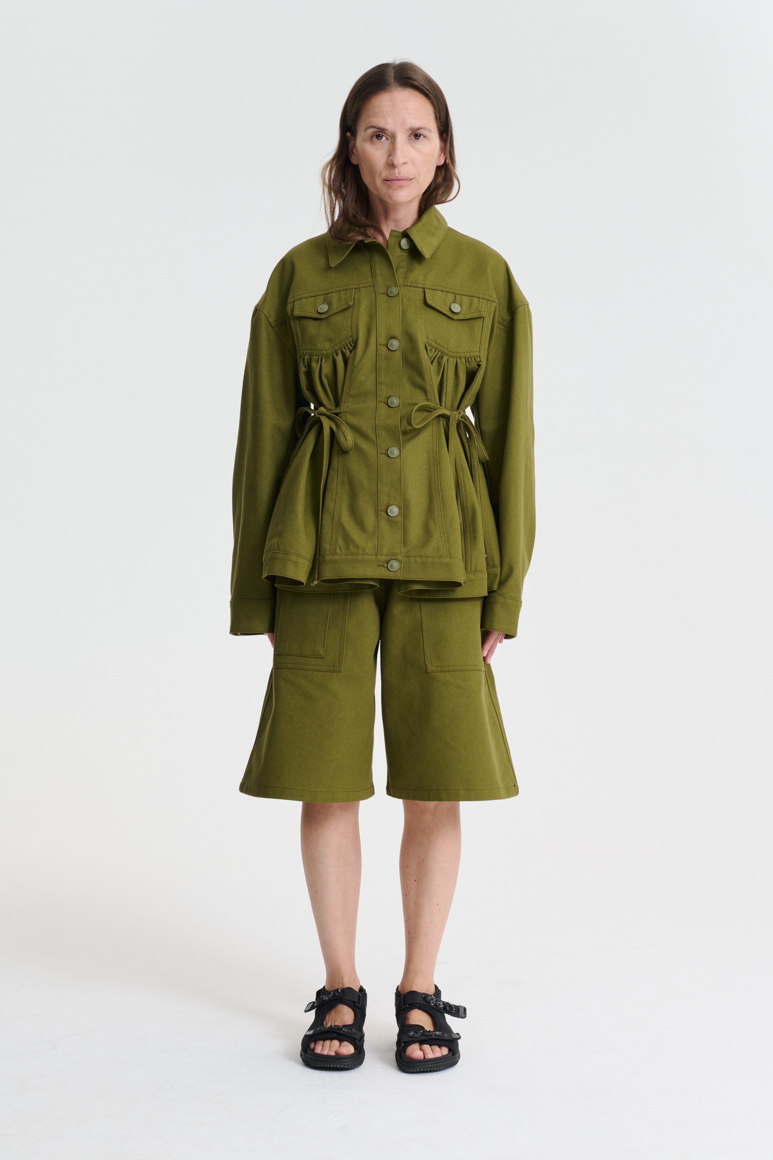 ジャケット [Cecilie Bahnsen]Ubon Jacket Recycled Taffeta Grey Olive Cecilie Bahnsen Ubon Jacket in Grey Olive – Diamond Dream