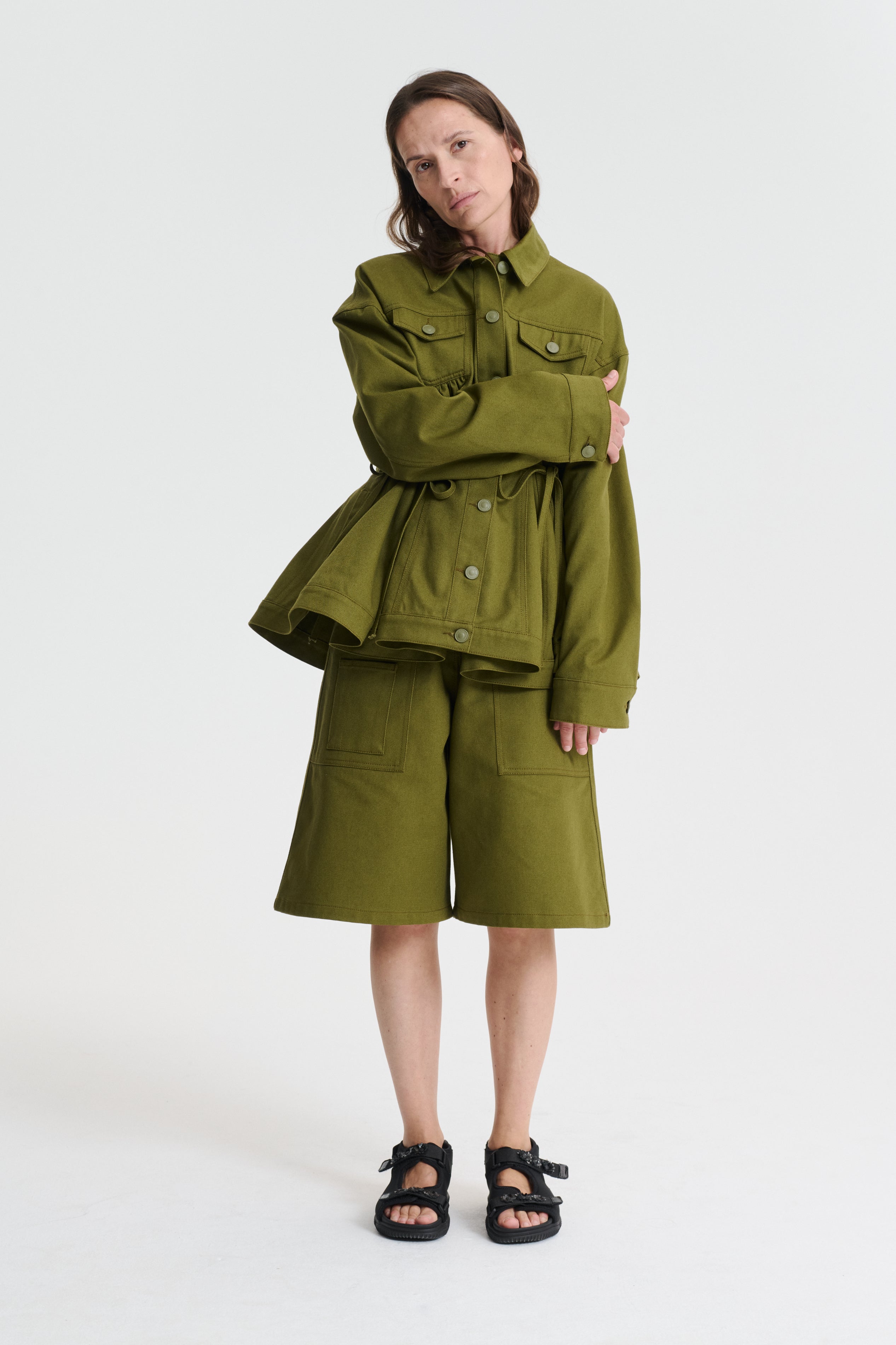 【Cecilie Bahnsen 】ALICE JACKET ALICE | JACKET DENIM OLIVE GREEN