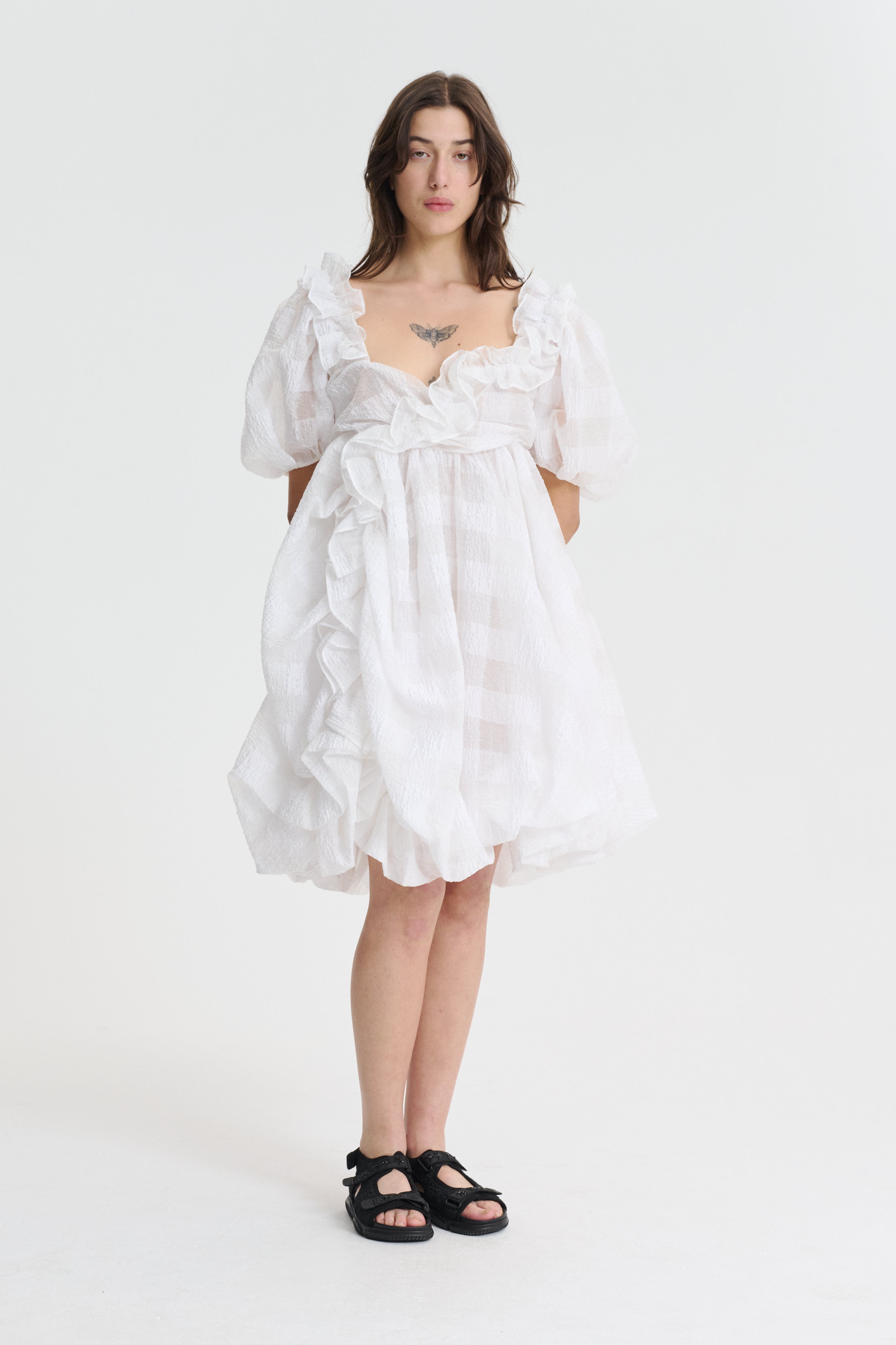 rosemuse jacquard check dress ホワイト jacquard check dress – BUNNY APARTMENT