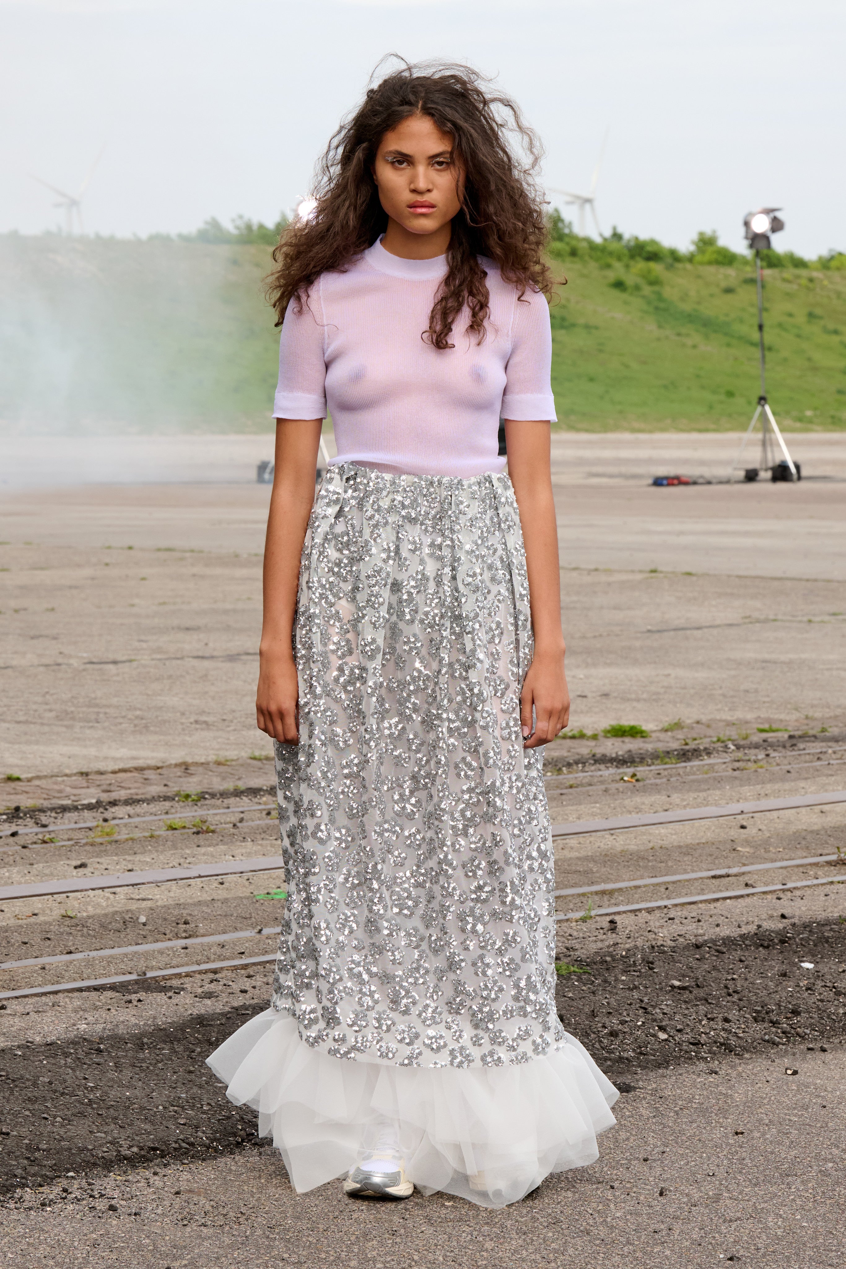 ANNA | SKIRT UME FLORAL SEQUINS SILVER - LOOK 6