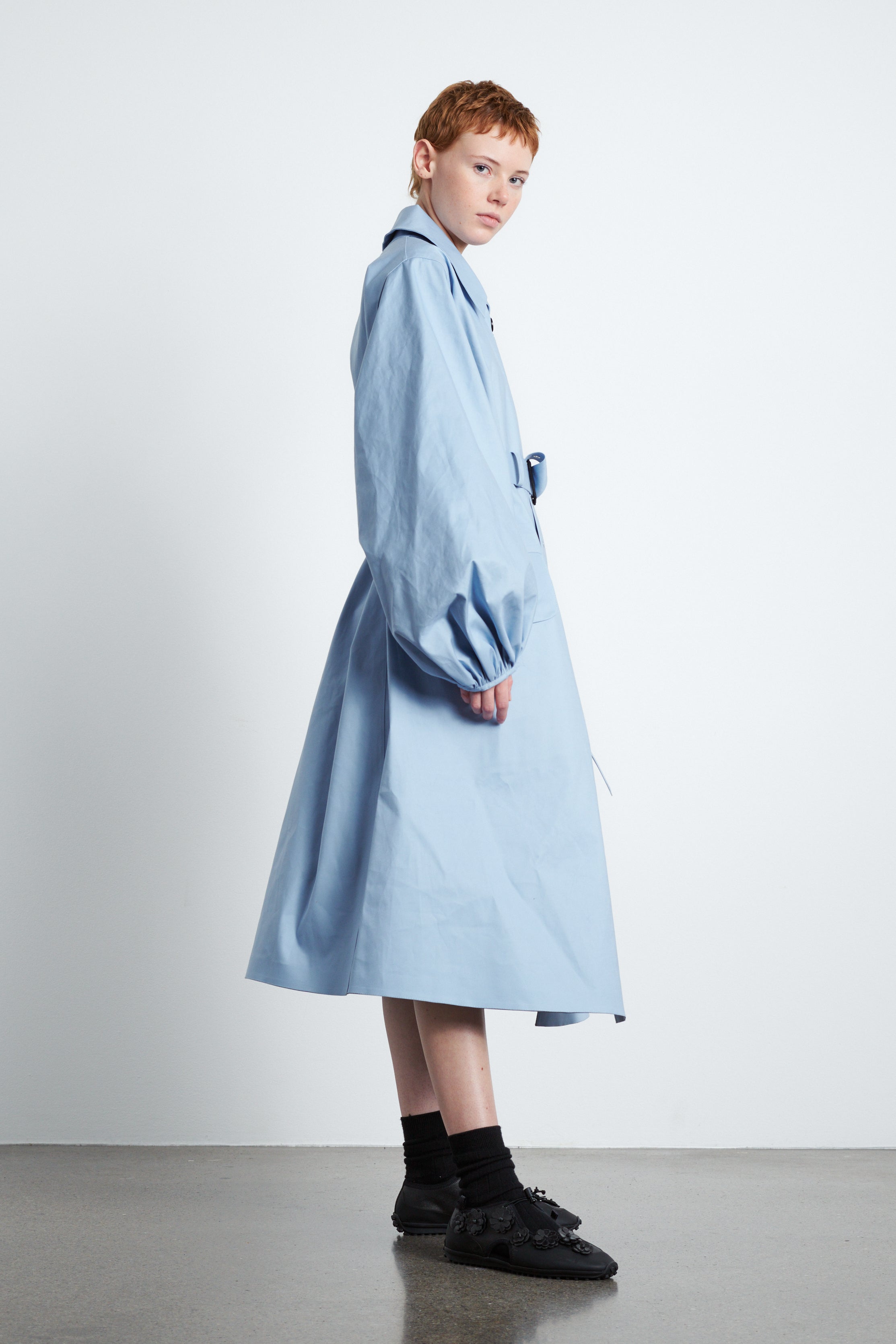 HELEN | COAT BONDED COTTON SKY BLUE