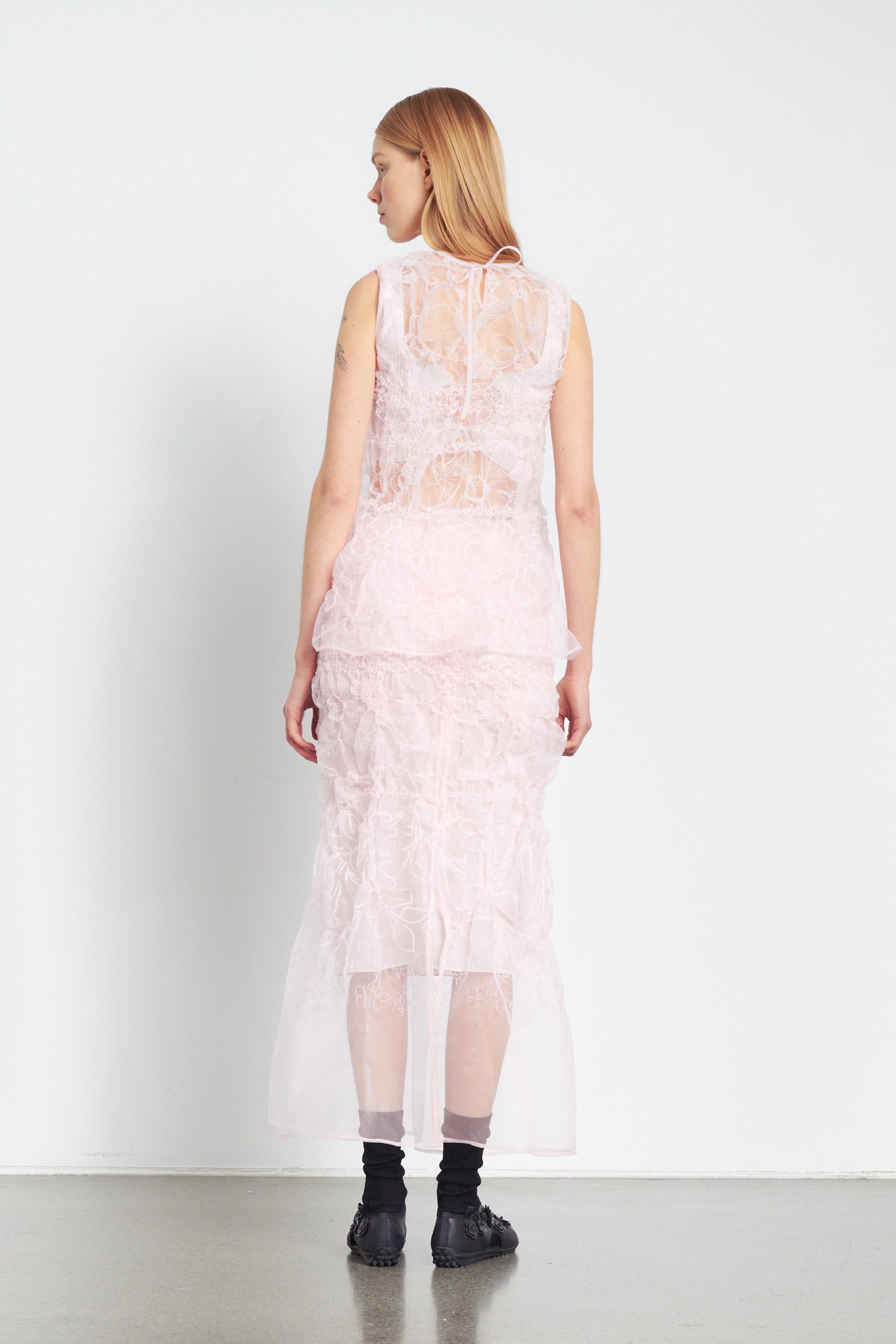 Zara pink clearance lace midi skirt