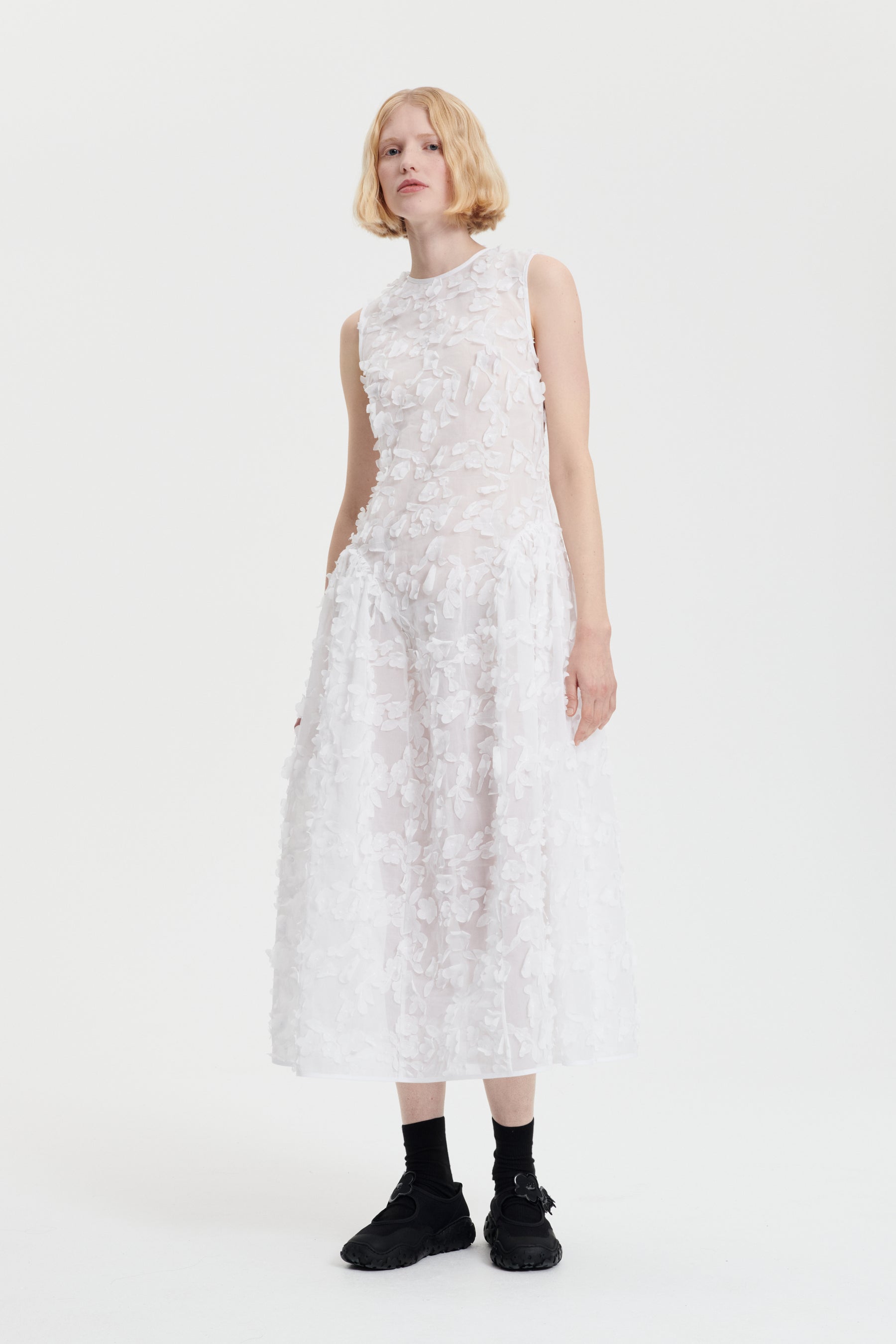 〓CECILIE BAHNSEN〓フローラル刺繍シルク混タフタ リボン ビスチェ GINE | DRESS VIOLA EMBROIDERY WHITE