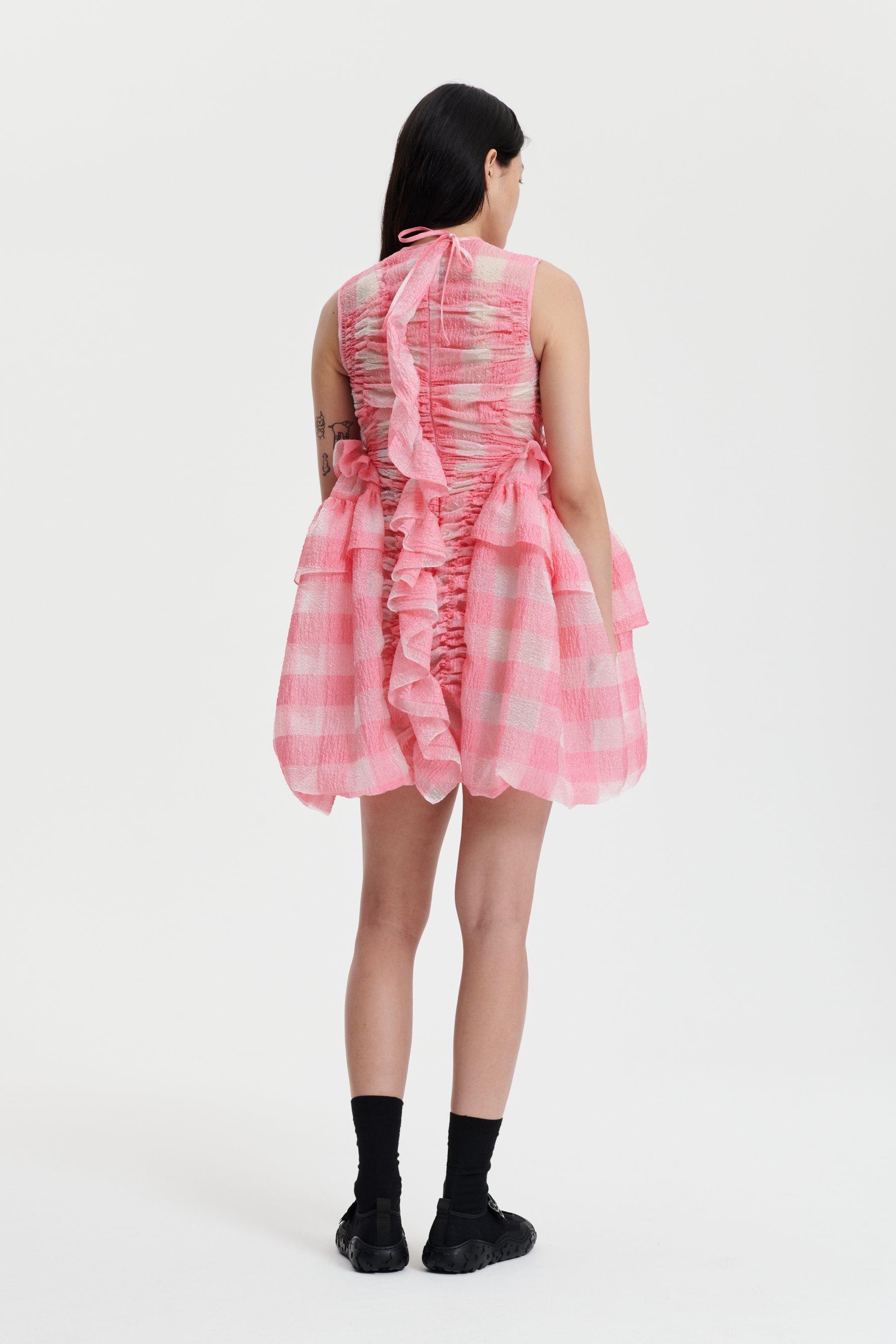 GISELLE DRESS GINGHAM JACQUARD SORBET PINK