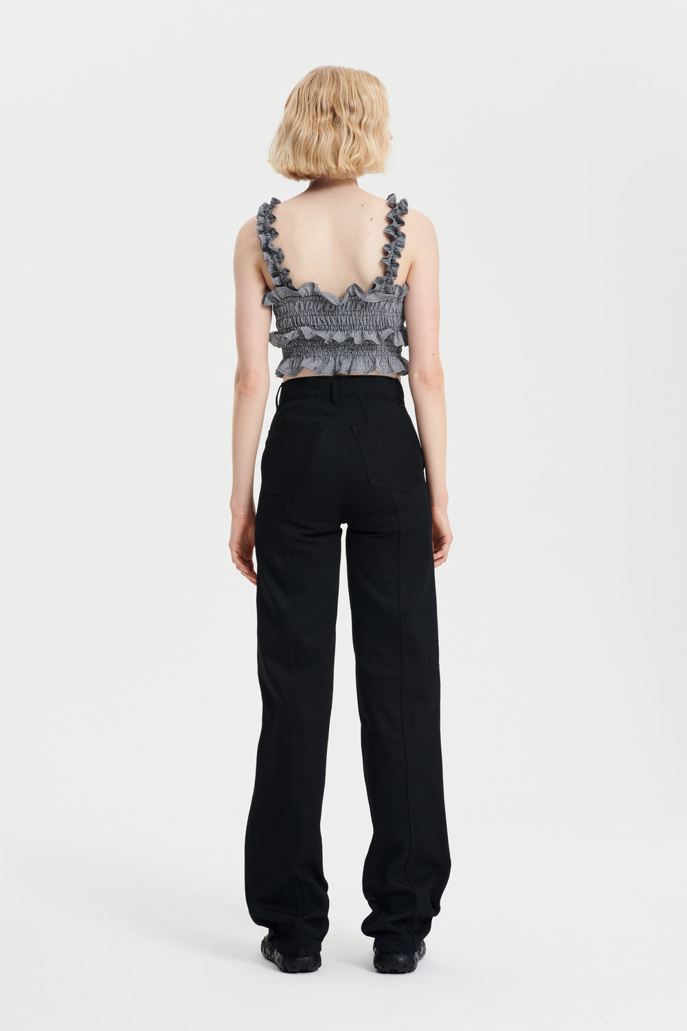 SIXTA | TROUSERS DENIM BLACK EMBROIDERY