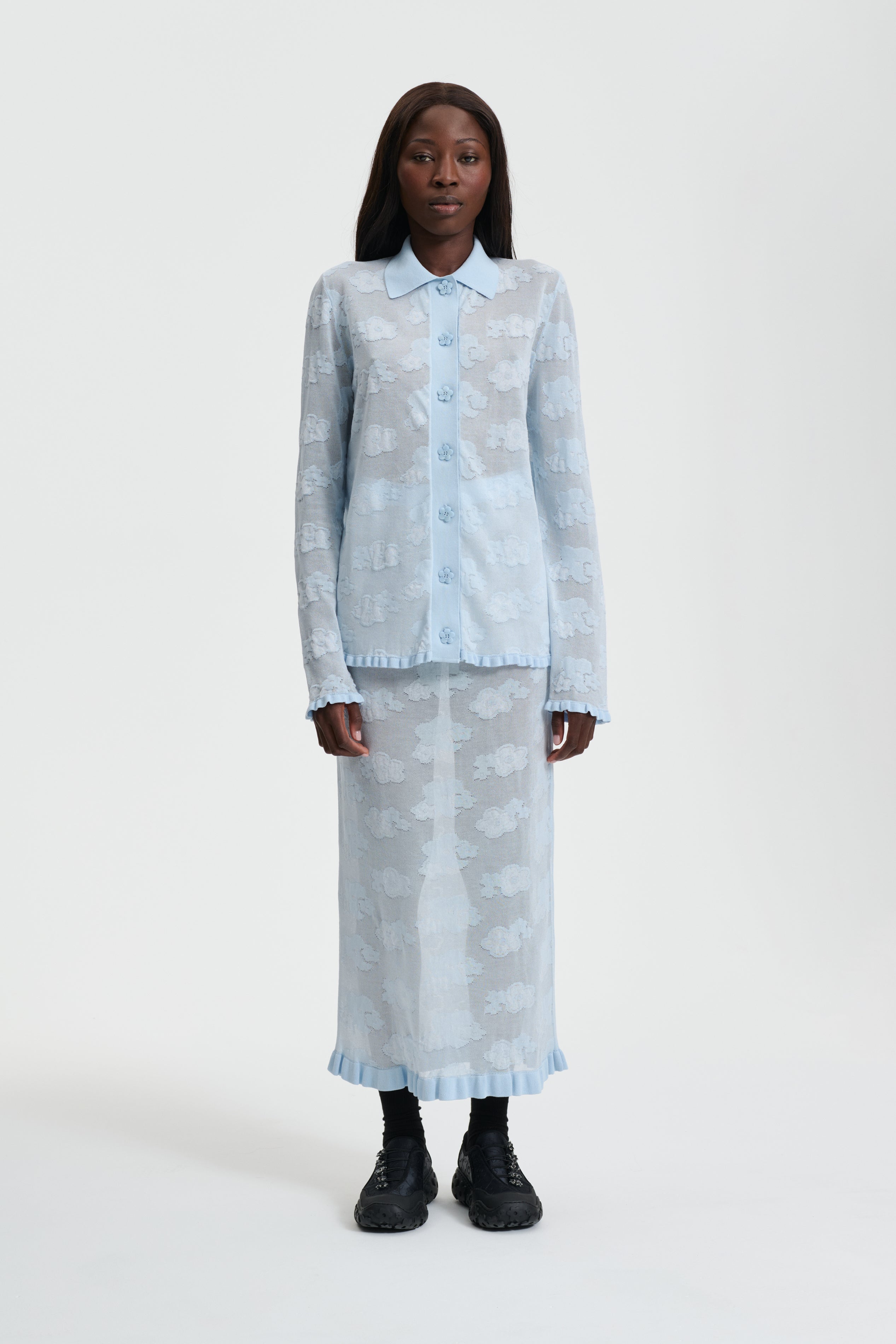 PEGONIA | SKIRT JACQUARD KNIT LIGHT BLUE