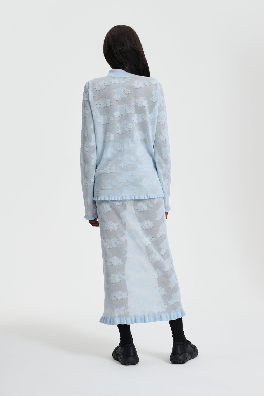PEGONIA | SKIRT JACQUARD KNIT LIGHT BLUE