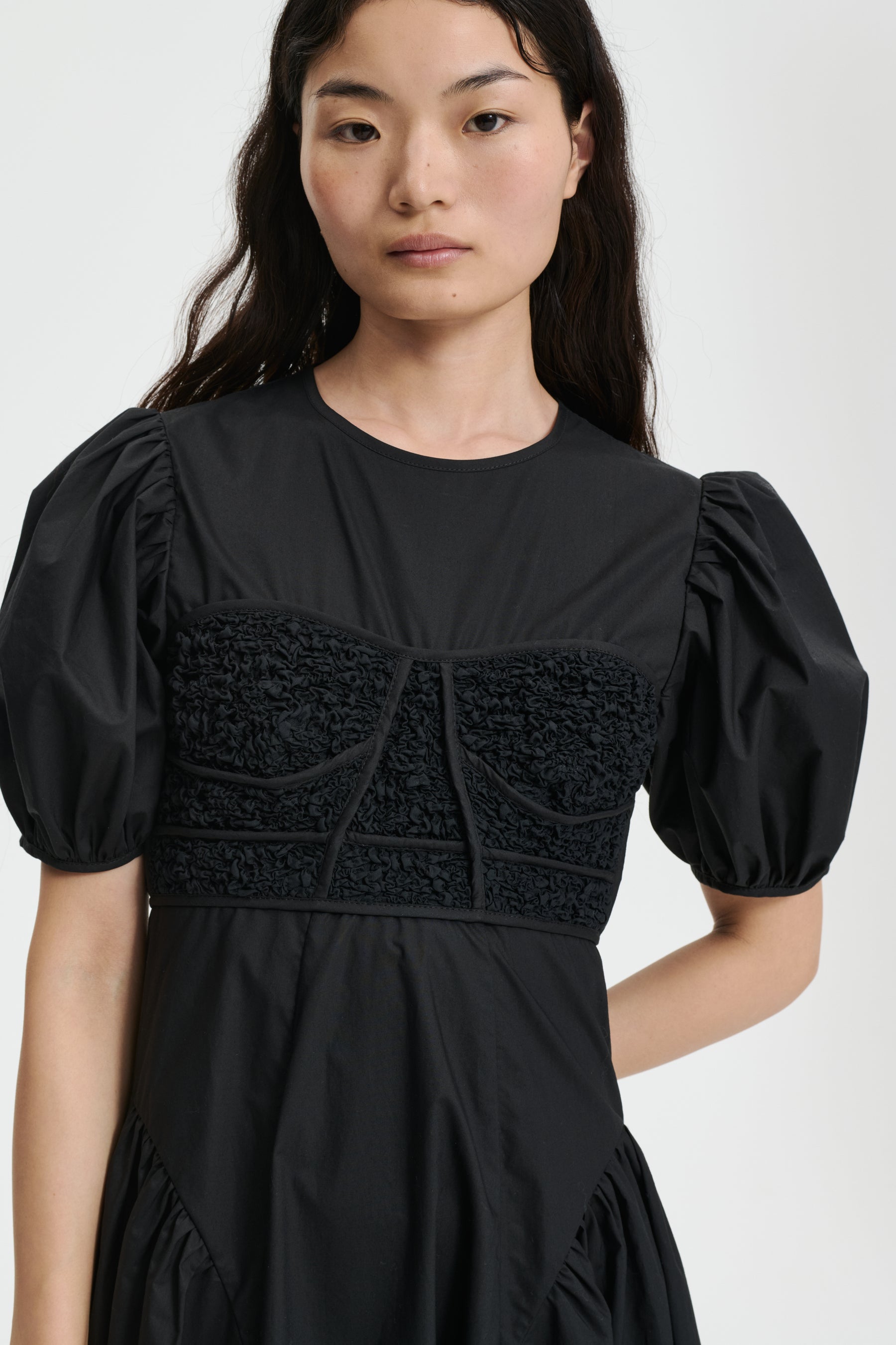 国内発送/送関込【Cecilie Bahnsen】CLEMENTINE DRESS CLEMENTINE | DRESS COTTON BLACK