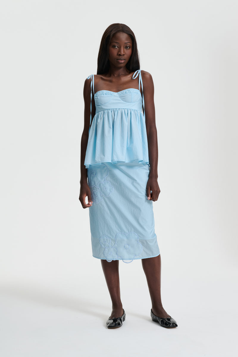 【CECILIE BAHNSEN】ALVA トップ ALBA | TOP LIQUID MYRTIA NAVY