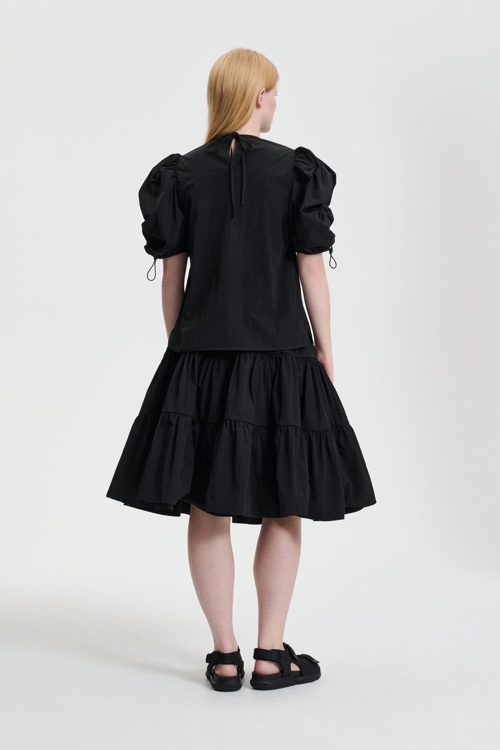 AMARI | TOP CRINKLED TAFFETA BLACK