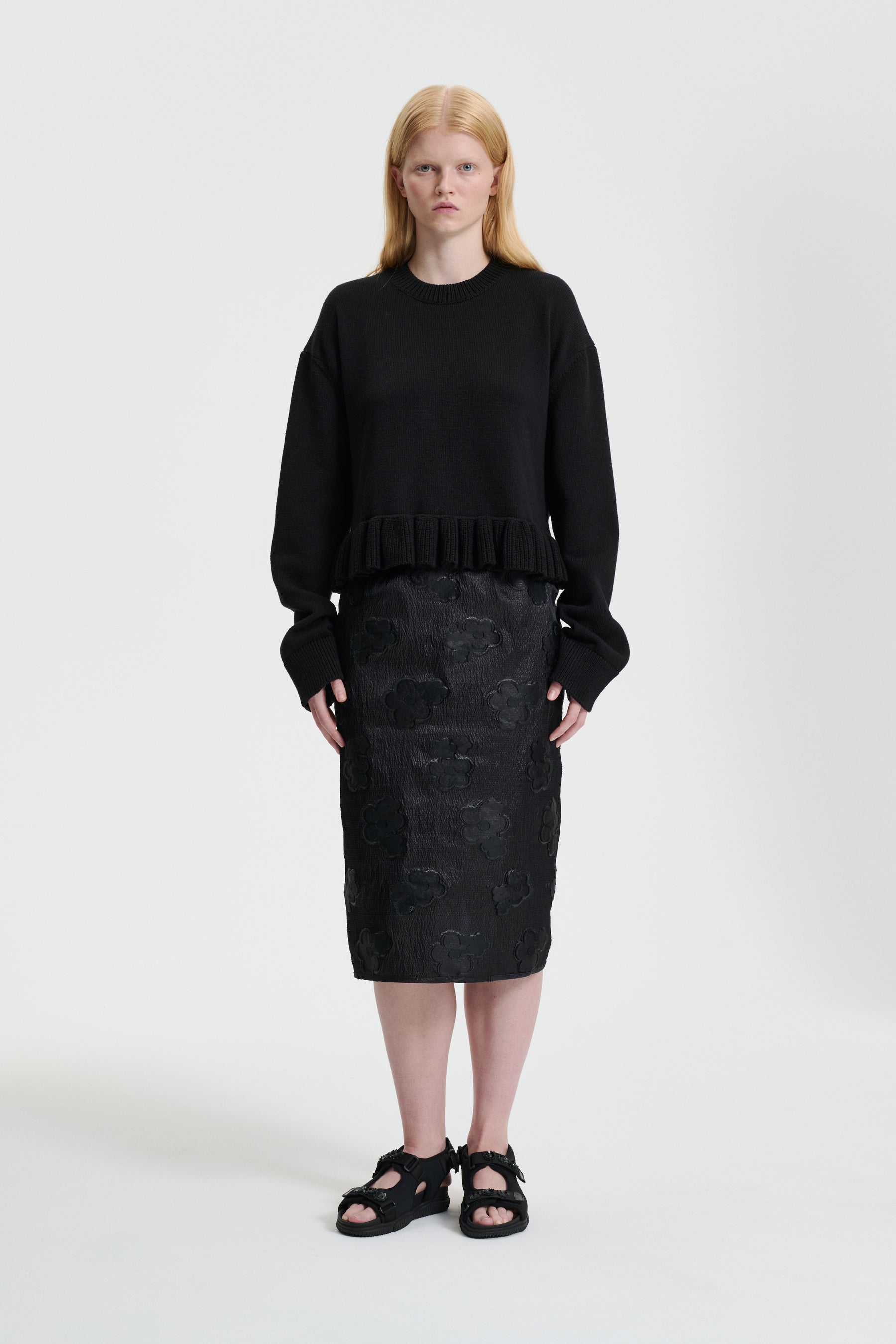 スカート CECILIE BAHNSEN Black silk blend Allegra skirt ALLEGRA | SKIRT KUMO FIL-COUPÉ BLACK