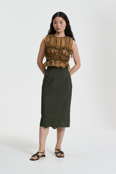 【Cecilie Bahnsen】APRIL SKIRT APRIL | SKIRT LIQUID MYRTIA NAVY