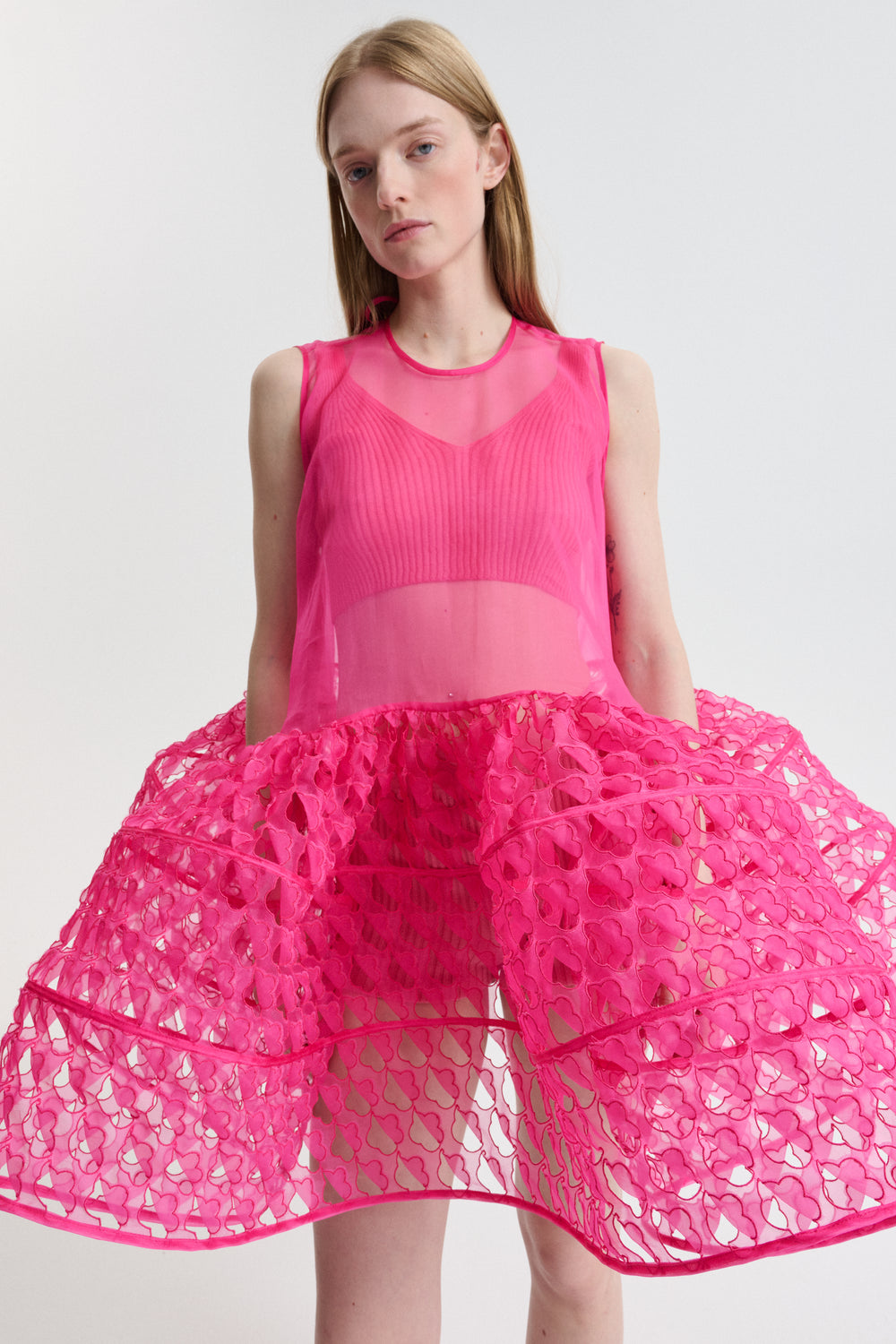 CBDAHULU | DRESS FLOWERFOLD EMB MAGENTA