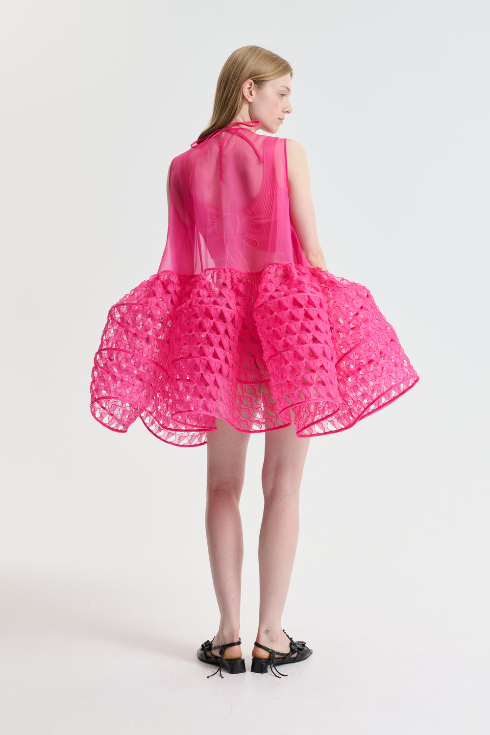 CBDAHULU | DRESS FLOWERFOLD EMB MAGENTA