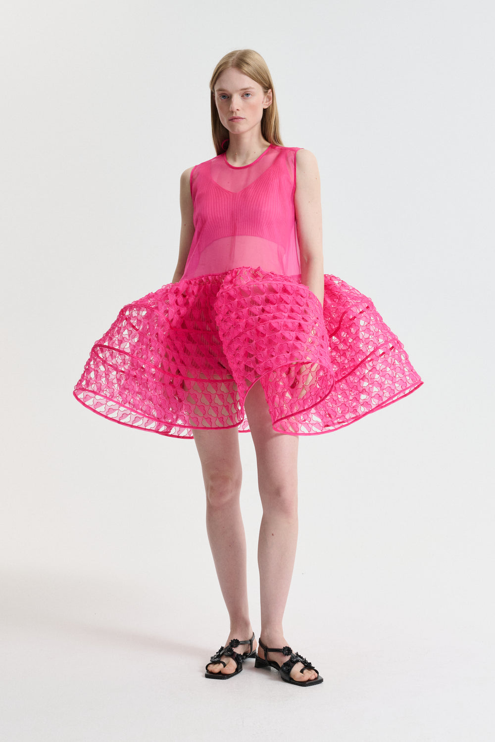 CBDAHULU | DRESS FLOWERFOLD EMB MAGENTA