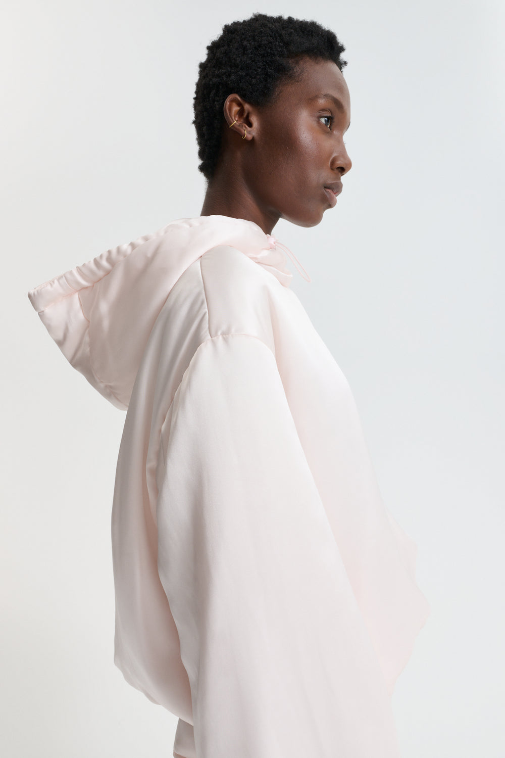 CBSHILA | HOODIE PADDED SILK SATIN BLUSH PINK