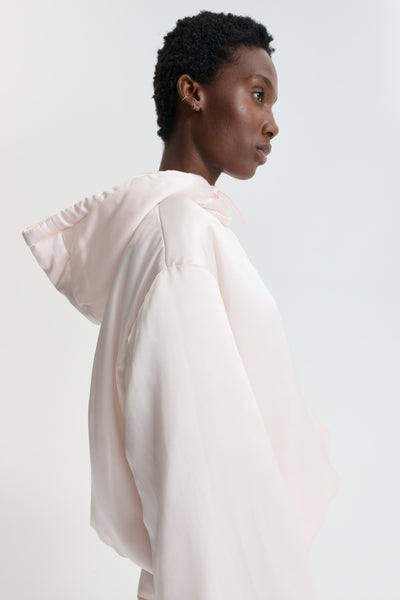 CBSHILA | HOODIE PADDED SILK SATIN BLUSH PINK – Cecilie Bahnsen