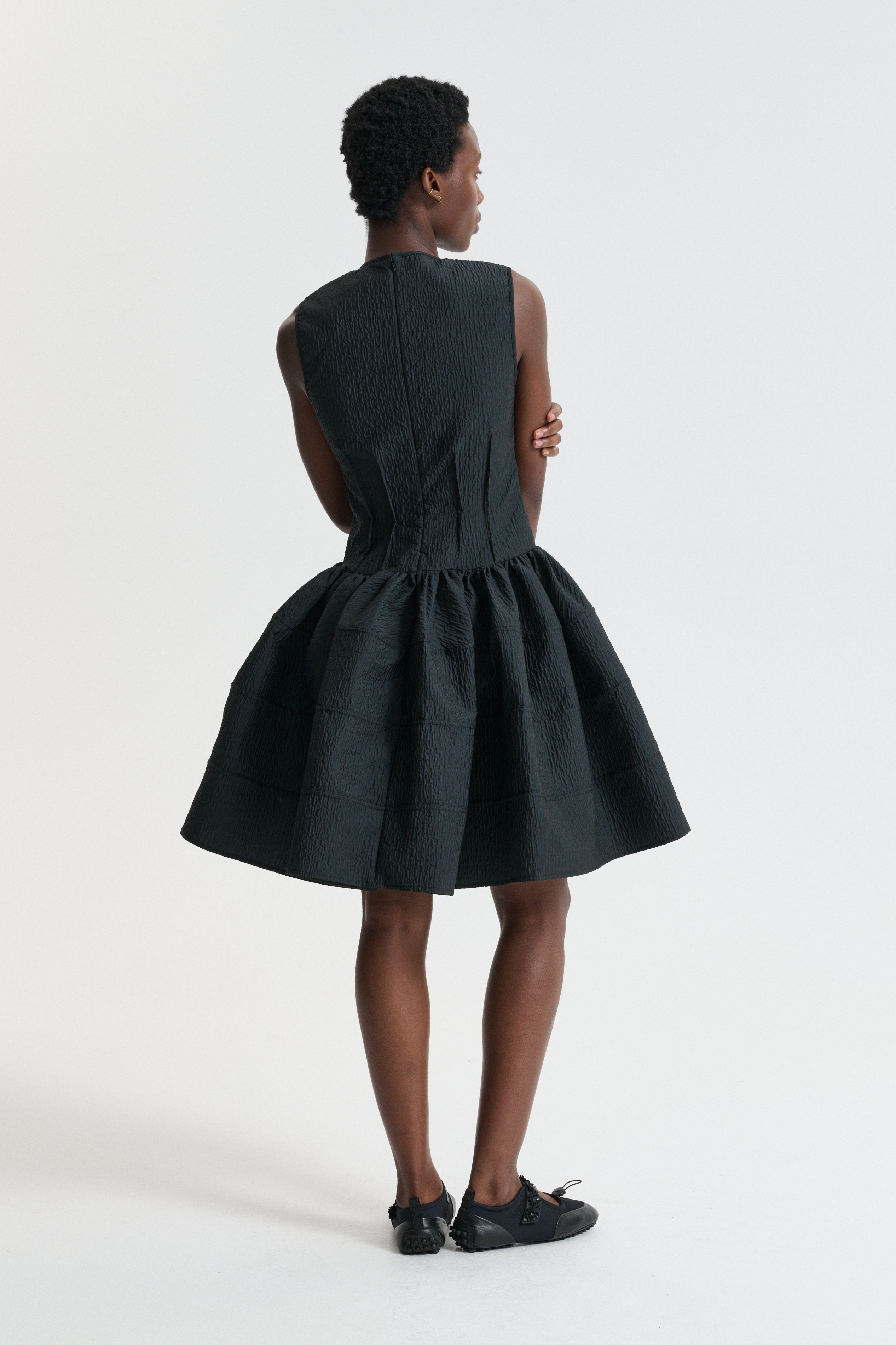 CBCLAUDIE | DRESS STRIA MATELASSÉ BLACK