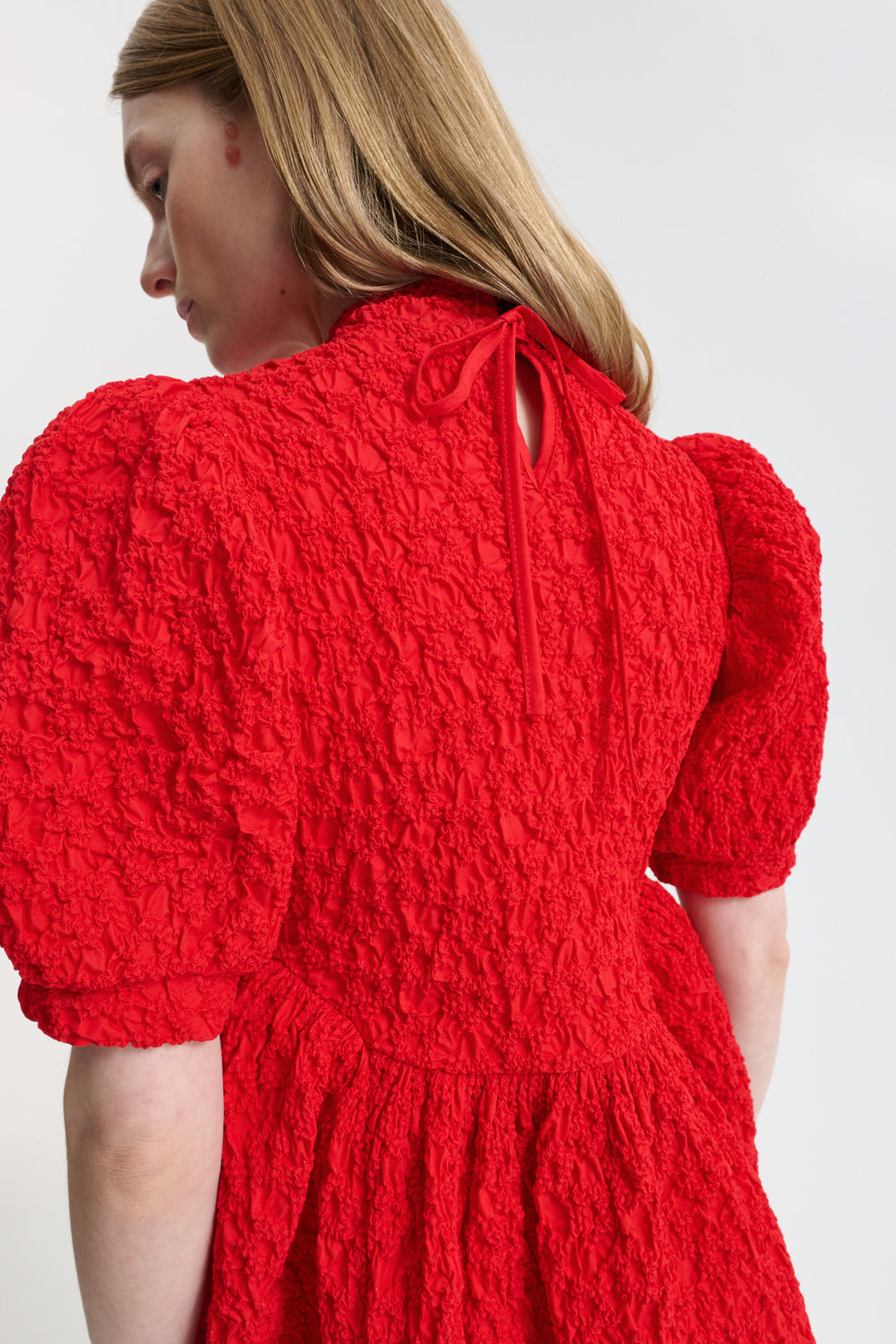 CBDUMAS | DRESS FLEUR COTTON SMOCK RED