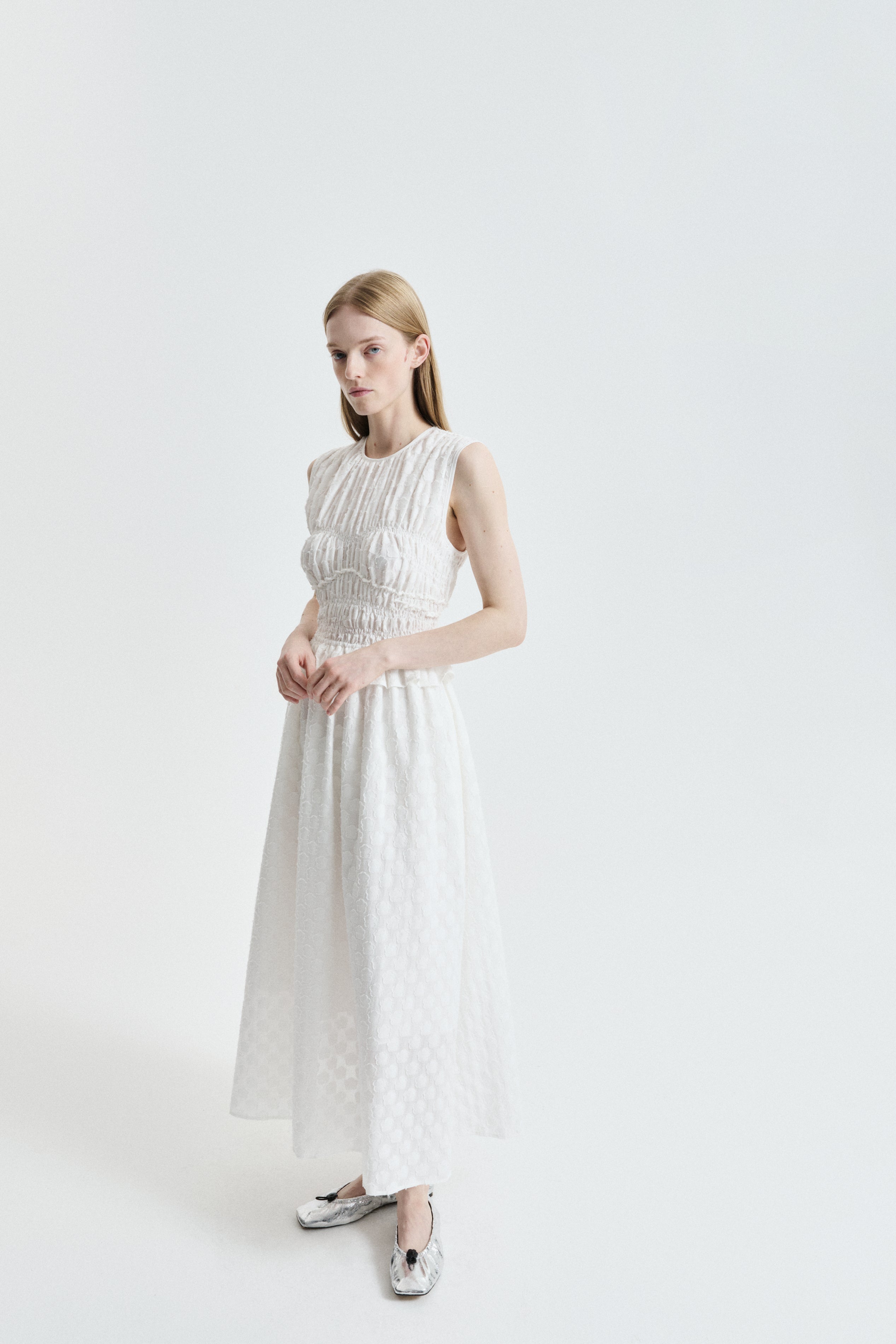 CBDINAH | DRESS FLEUR FIL-COUPÉ WHITE