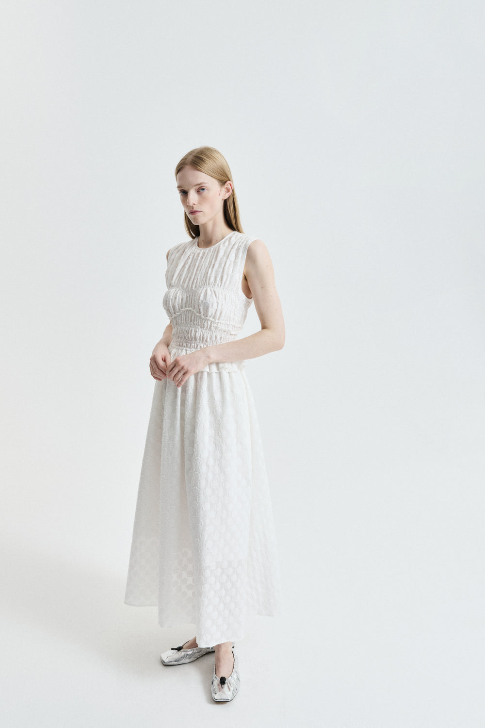 CBDINAH | DRESS FLEUR FIL-COUPÉ WHITE