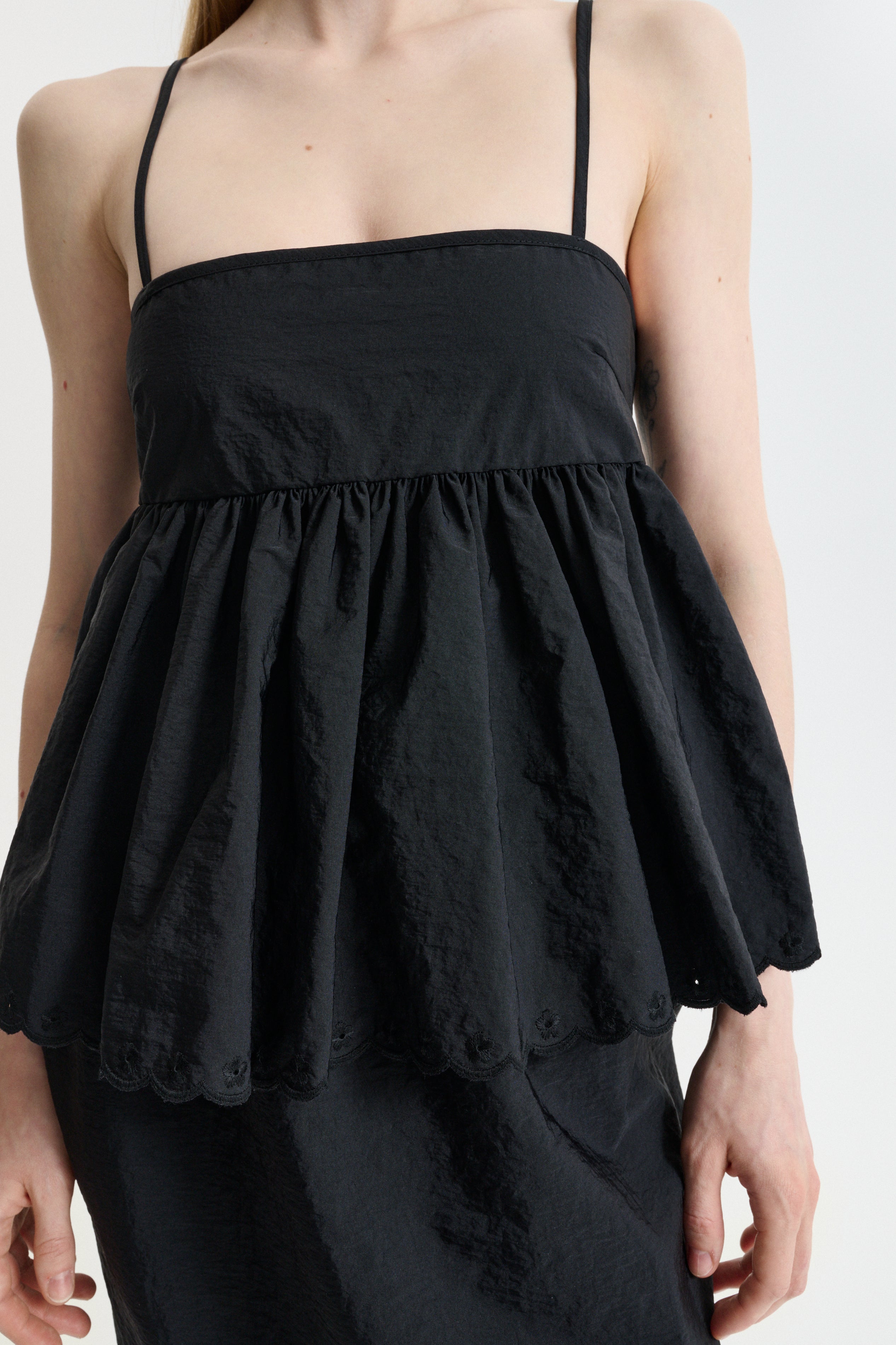 CBSELENA | TOP EMBROIDERED TAFFETA BLACK