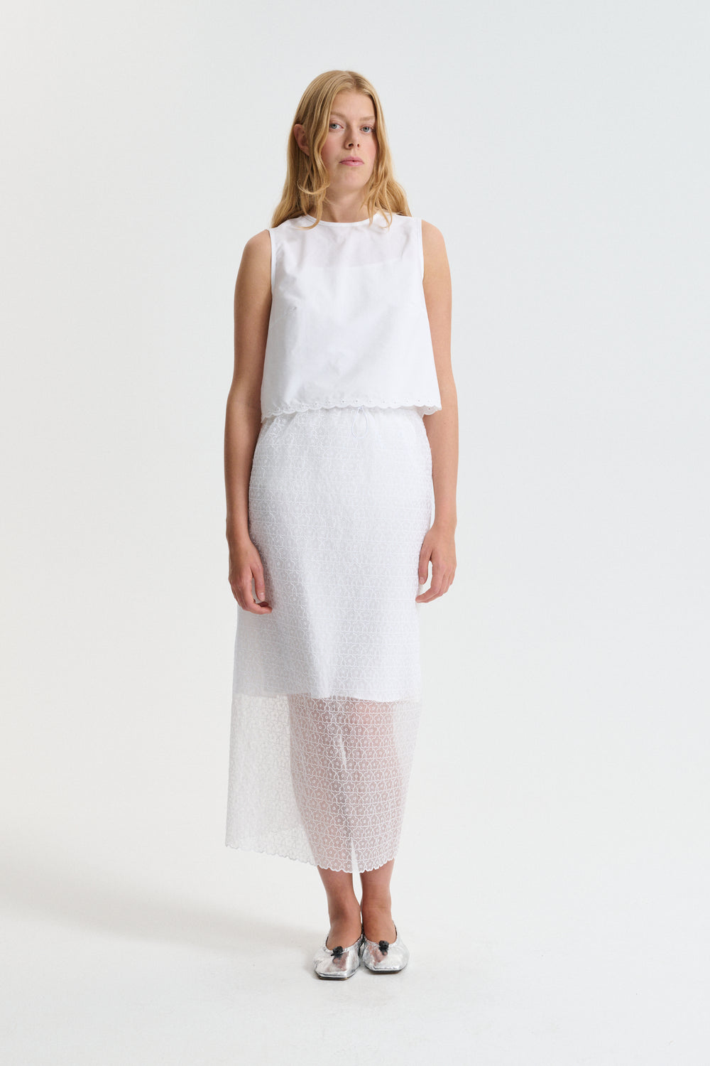 CBDONNA | SKIRT WINDFLOWER EMB WHITE