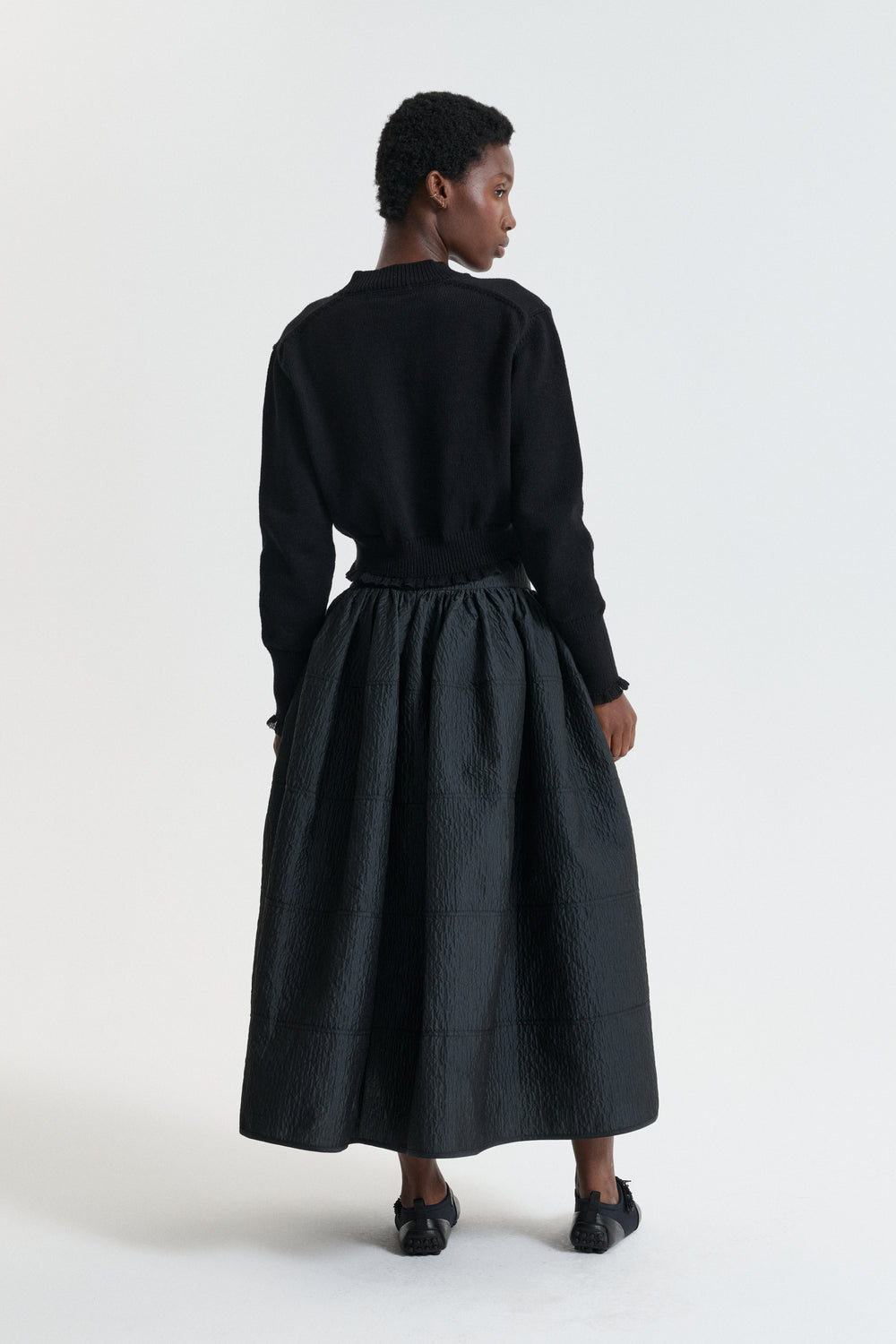 CBDAPHNE | SKIRT STRIA MATELASSÉ BLACK