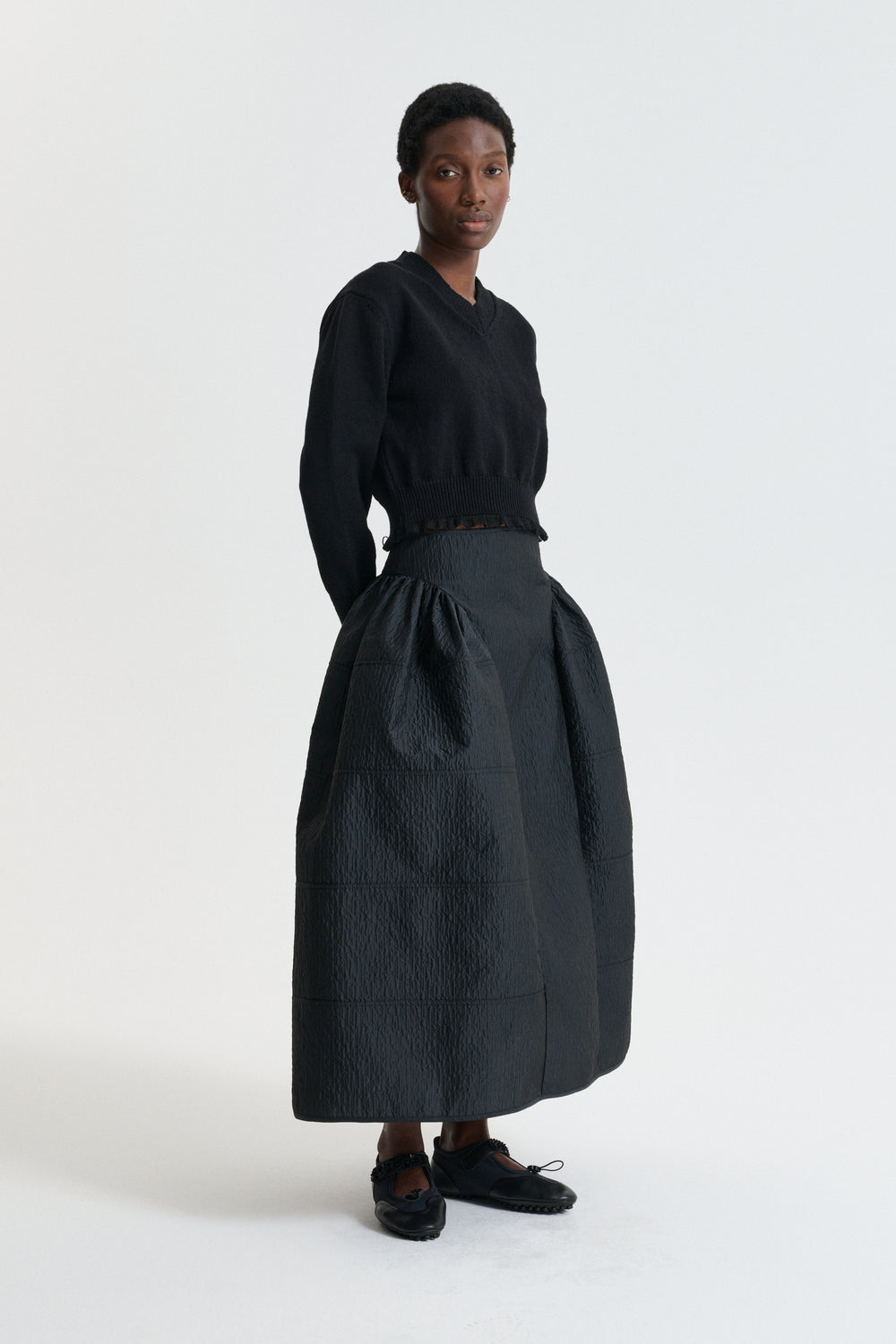 CBDAPHNE | SKIRT STRIA MATELASSÉ BLACK