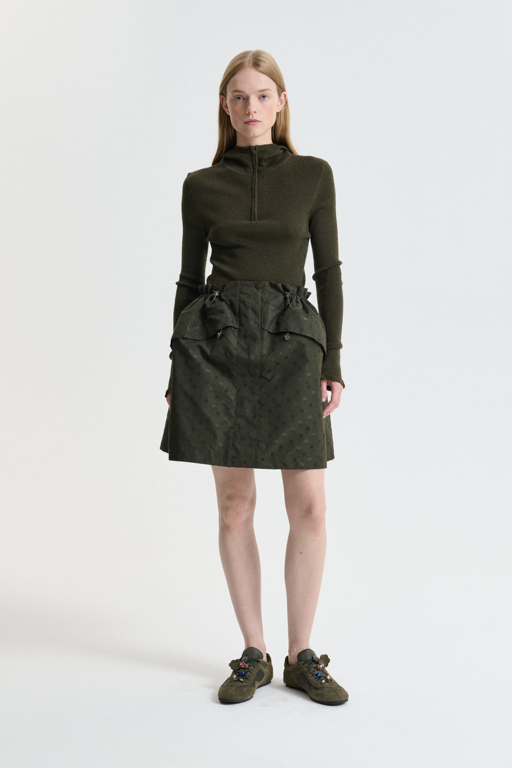 CBDELINA | SKIRT IRIS JACQUARD OLIVE
