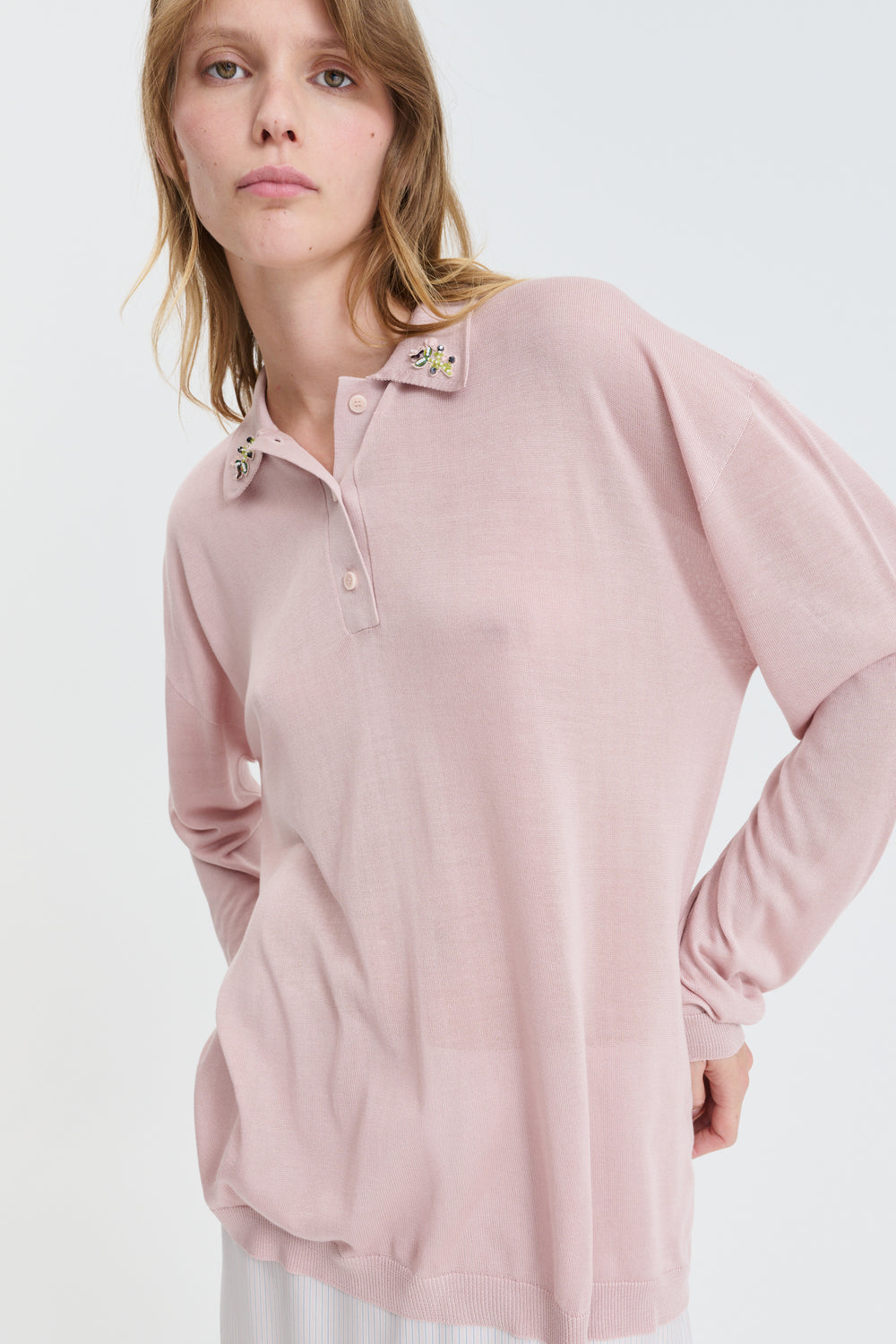 CBGAELLE | PULLOVER DAINTY SILK KNIT LIGHT PINK