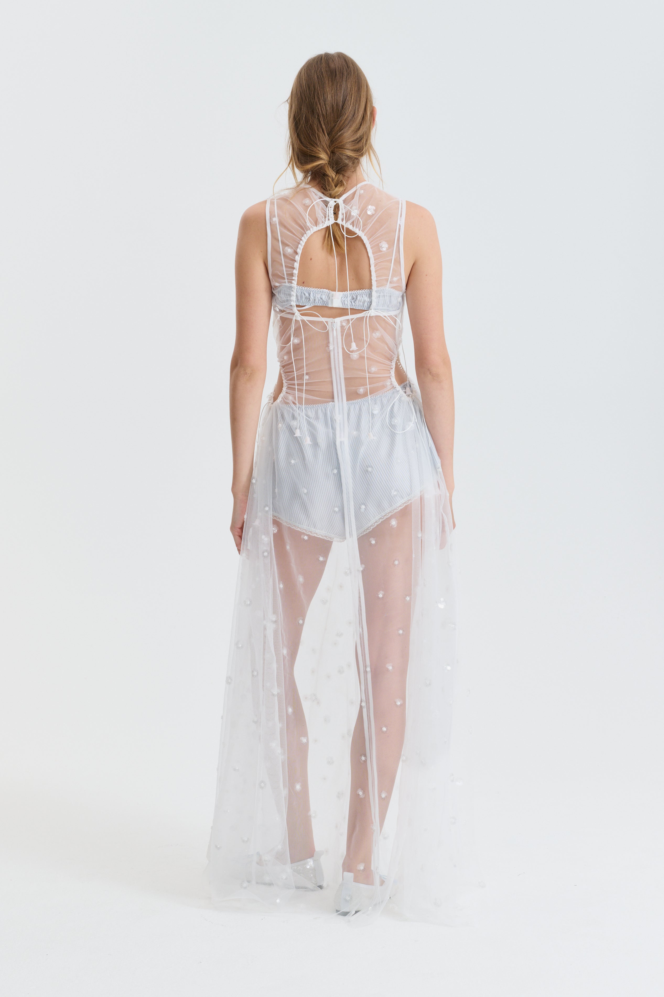 CBFANNETTE | GOWN SEQUIN BLOSSOM TULLE CLEAR
