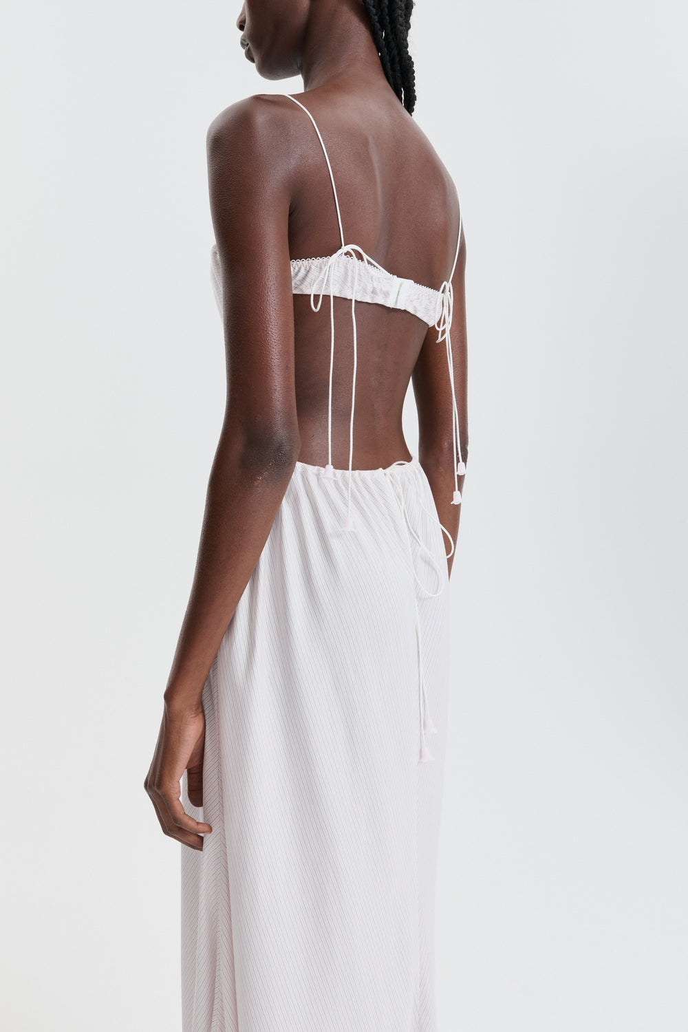 CBGODETIA | GOWN STRIPED SILK TWILL LIGHT PINK