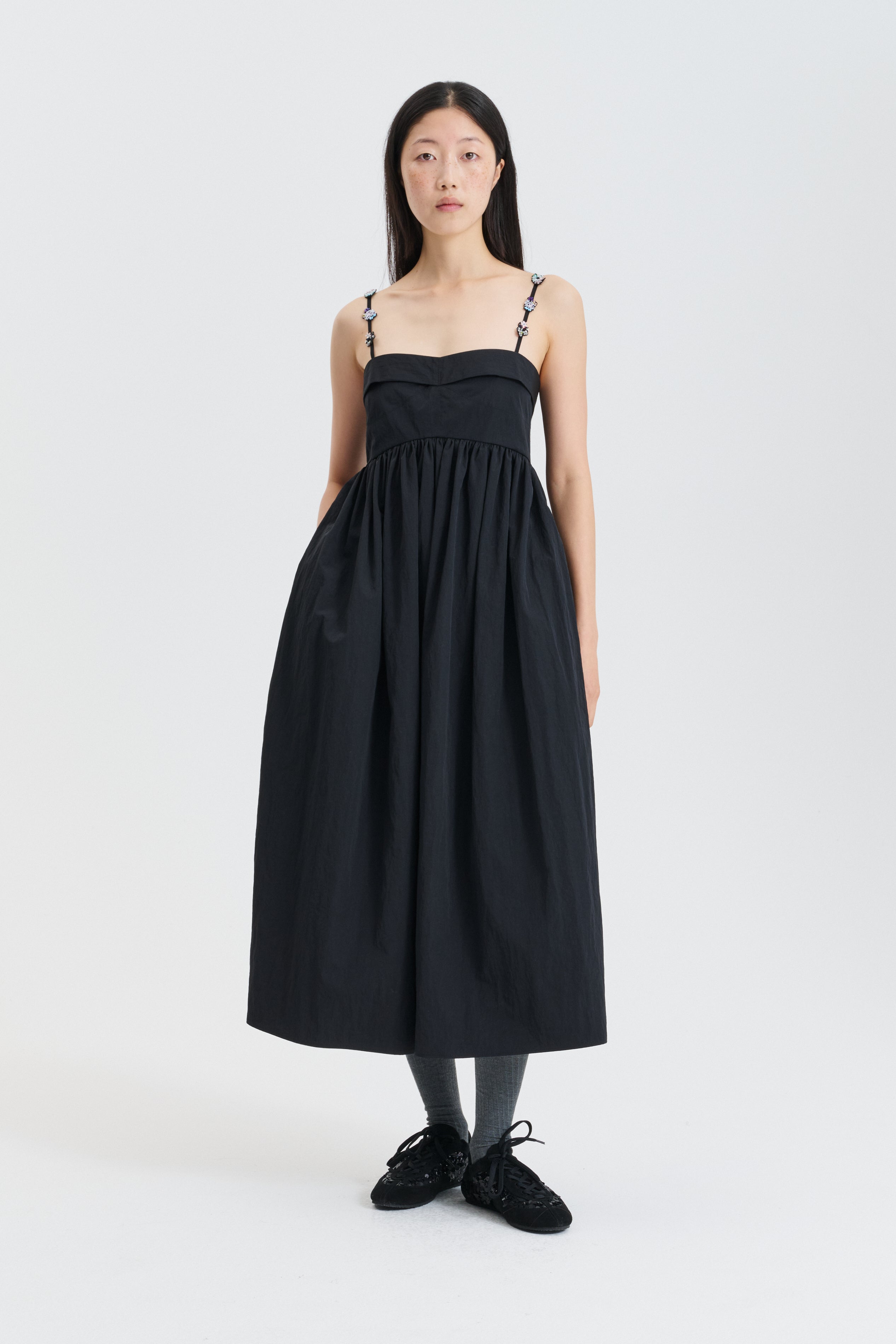 CBGARDENIA | DRESS RECYCLED TAFFETA BLACK