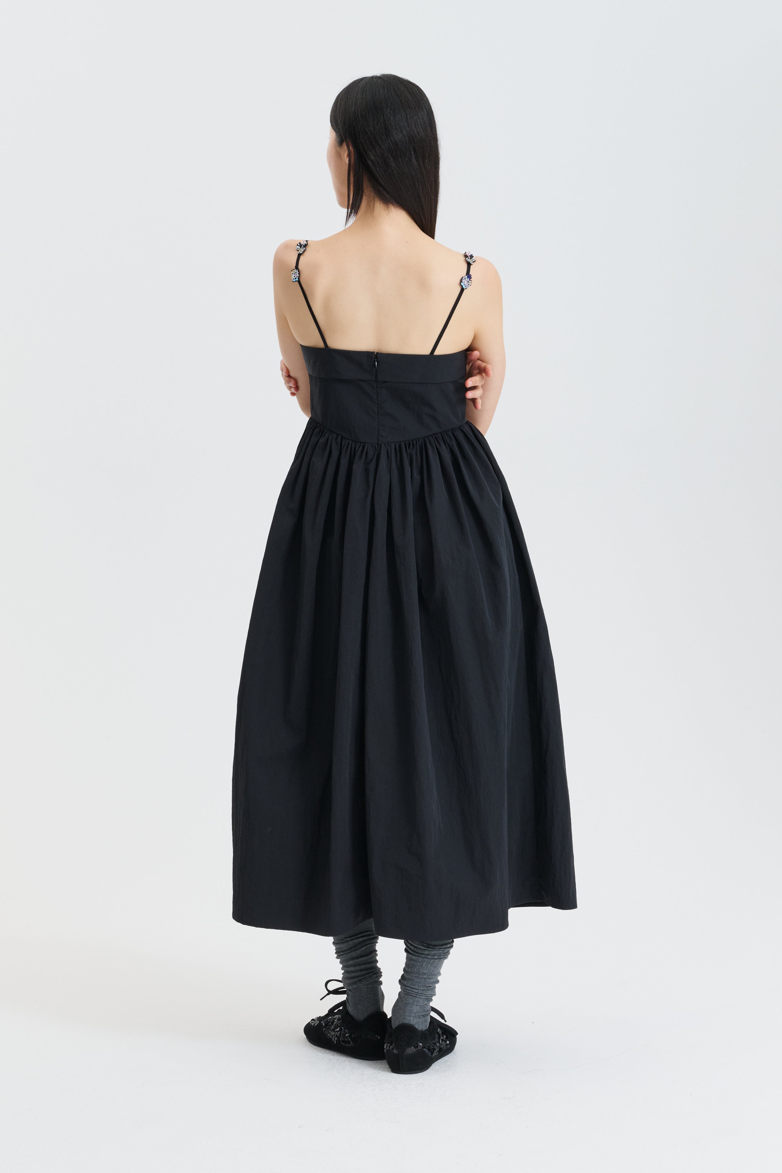 CBGARDENIA | DRESS RECYCLED TAFFETA BLACK